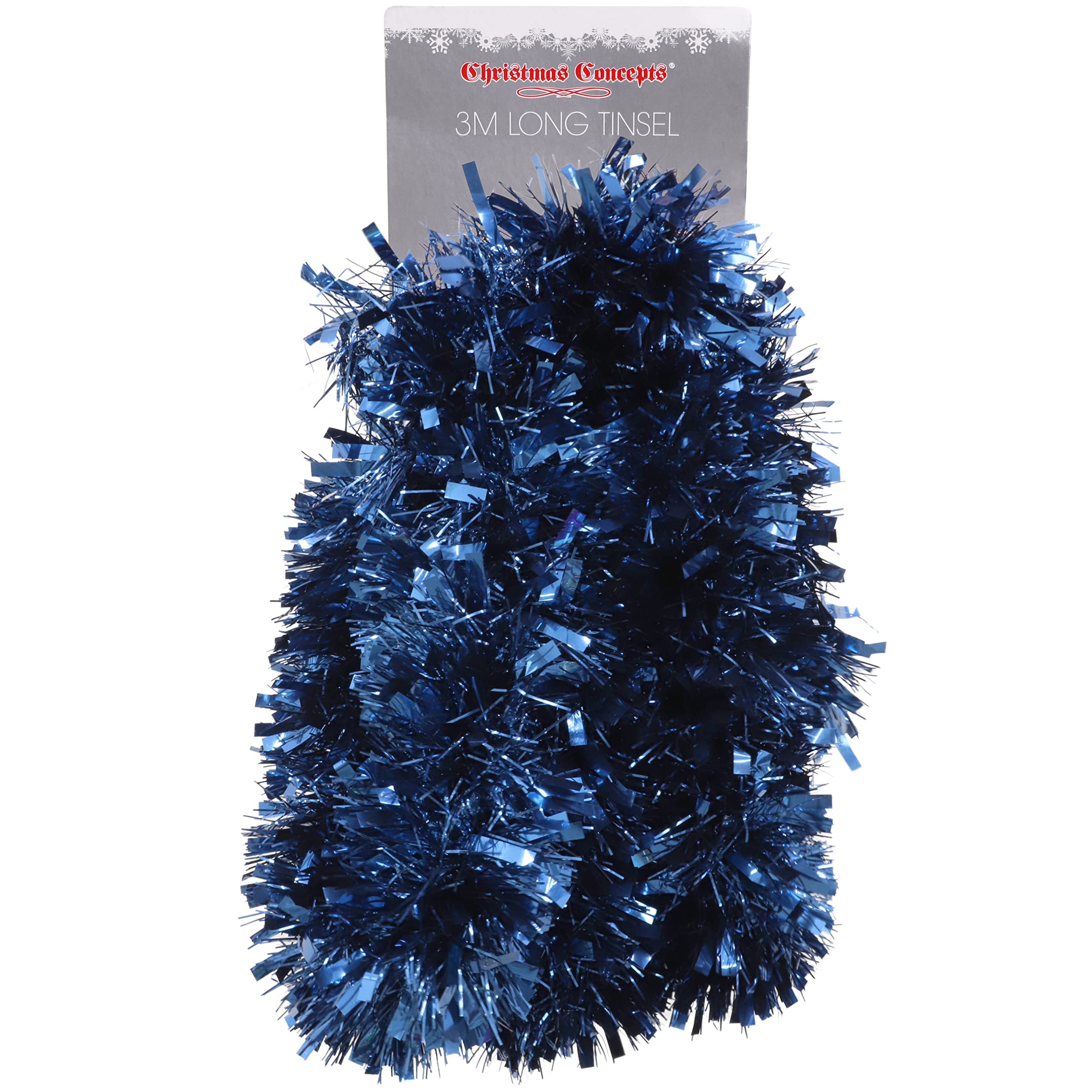 Christmas Concepts 3m / 9.8ft Chunky/Fine Christmas Tinsel Garland - Christmas Decoration Tinsel Garland (Midnight Blue)