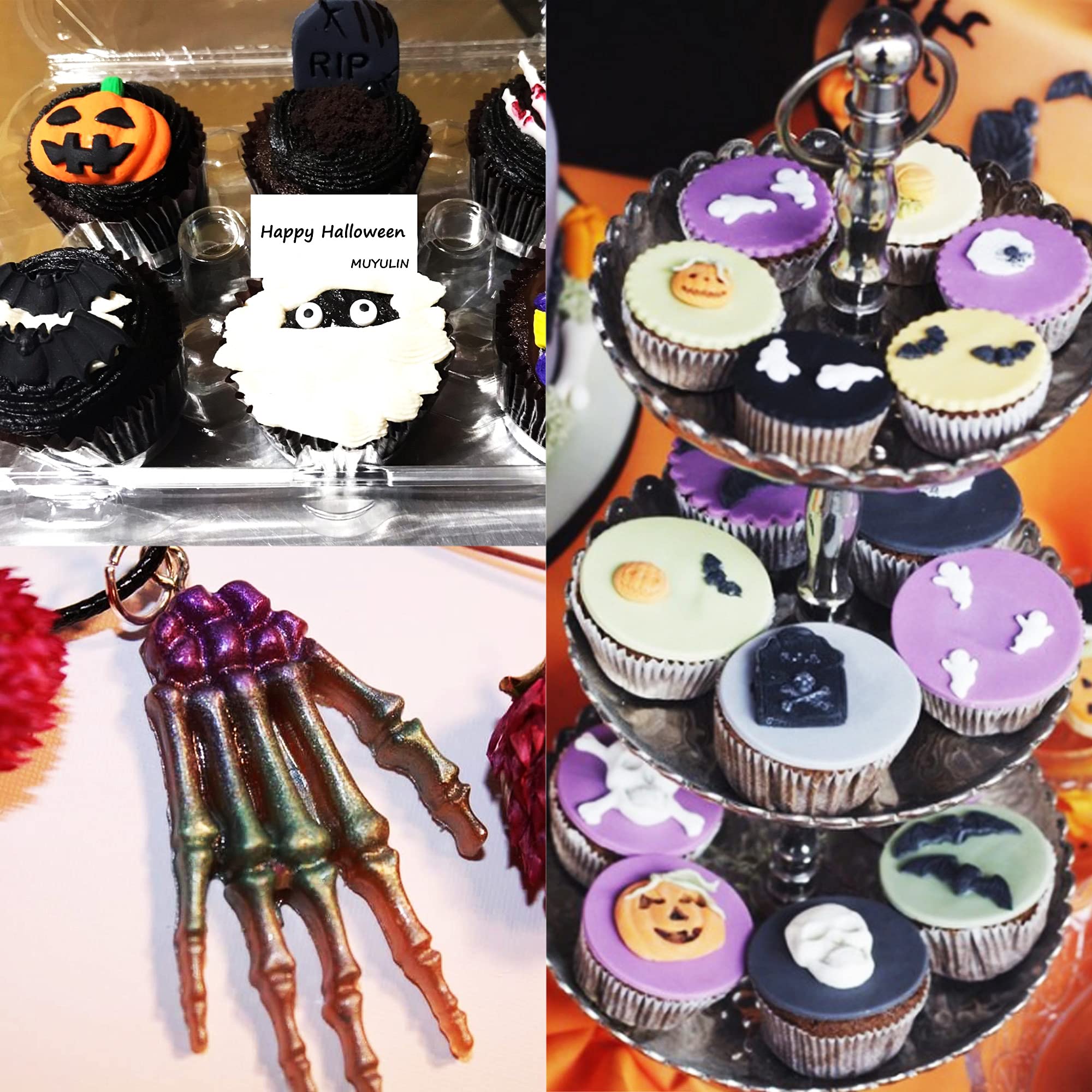 Halloween Chocolate Molds, (6Pcs) Skull Spider Pumpkin Silicone Chocolate Mould, Ghost Candy Mold For Halloween, Thanksgiving, T