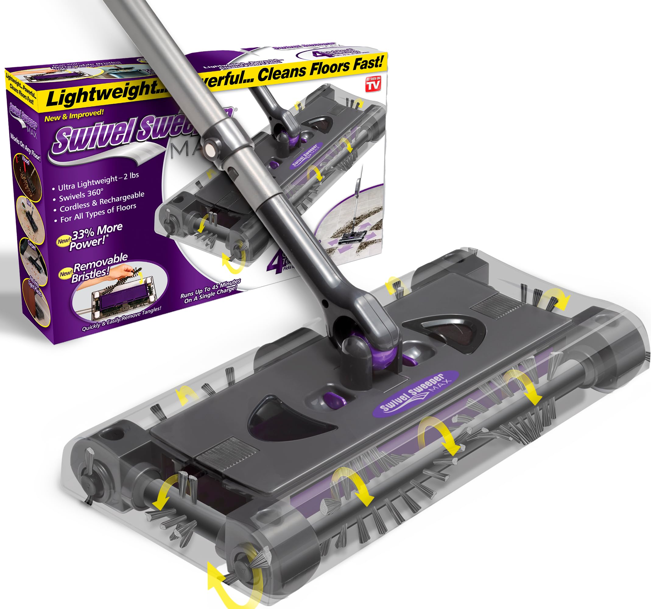 Ontel SWSMAX Swivel Sweeper, Purple