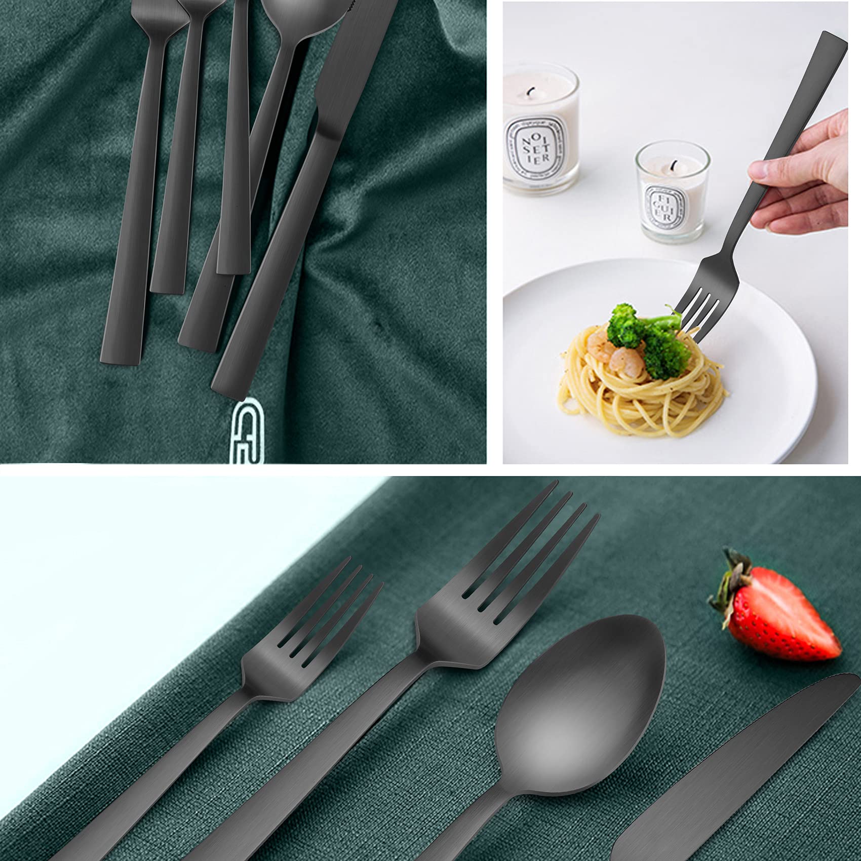 Silverware Set, Haware 40 Pieces Stainless Steel Square Flatware Cutlery Set For 8, Modern Tableware Eating Utensils For Home, M