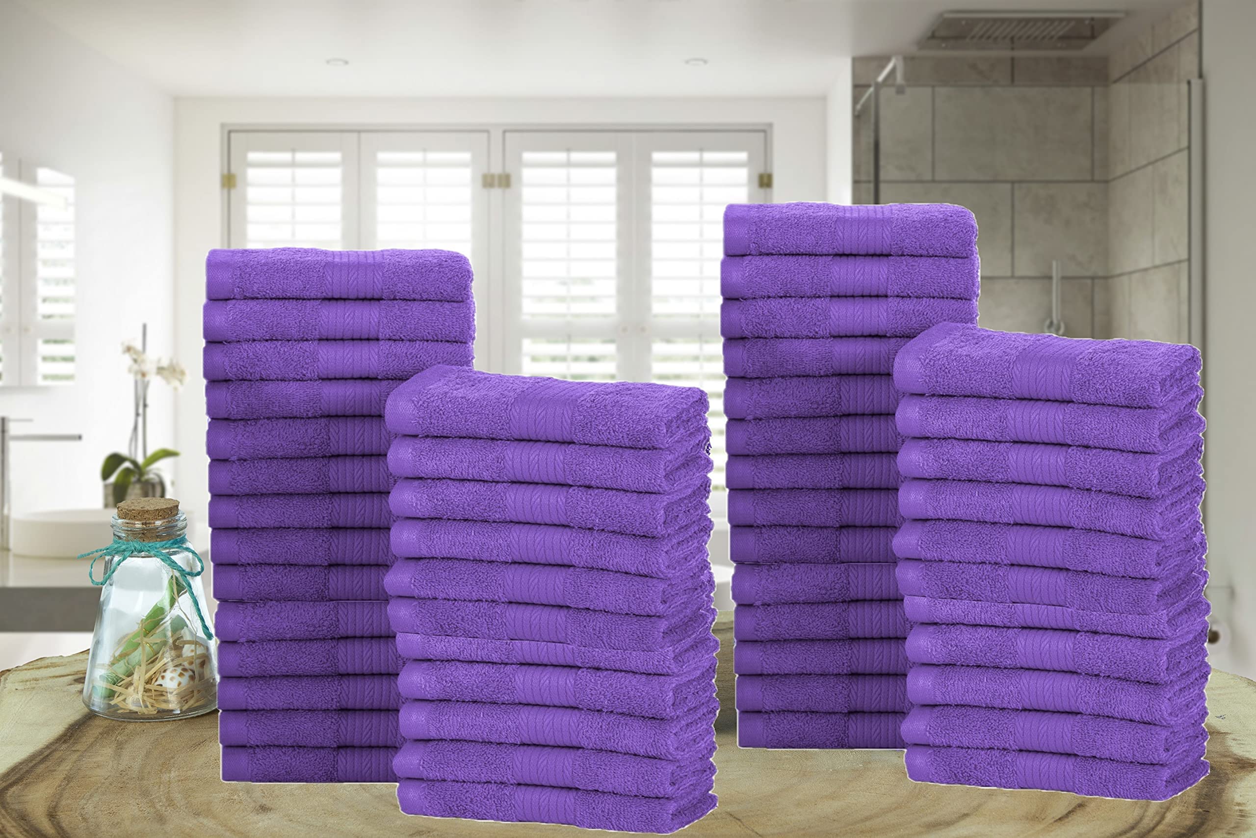 Ample Decor Pack Of 50 Wash Cloths 12 X 12 Inch 100% Cotton 600 Gsm, Soft Absorbent Face Towels, Quick Drying Reusable Fingertip