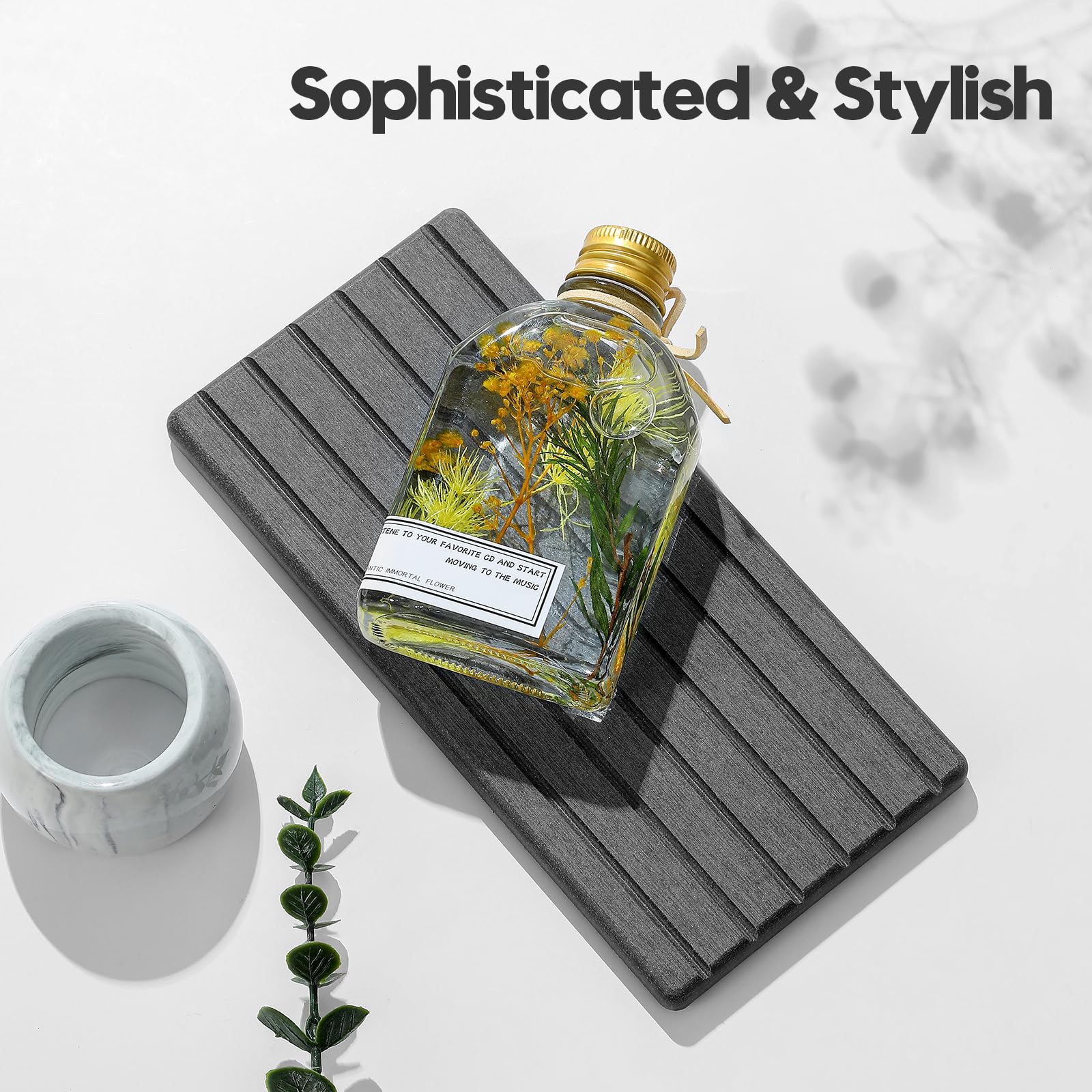 Razborci 2Pcs Diatomite Quick Stone Drying Tray Mat For Bathroom & Kitchen Counter, Instant Dry Water Absorbent Drink Bar Coaste