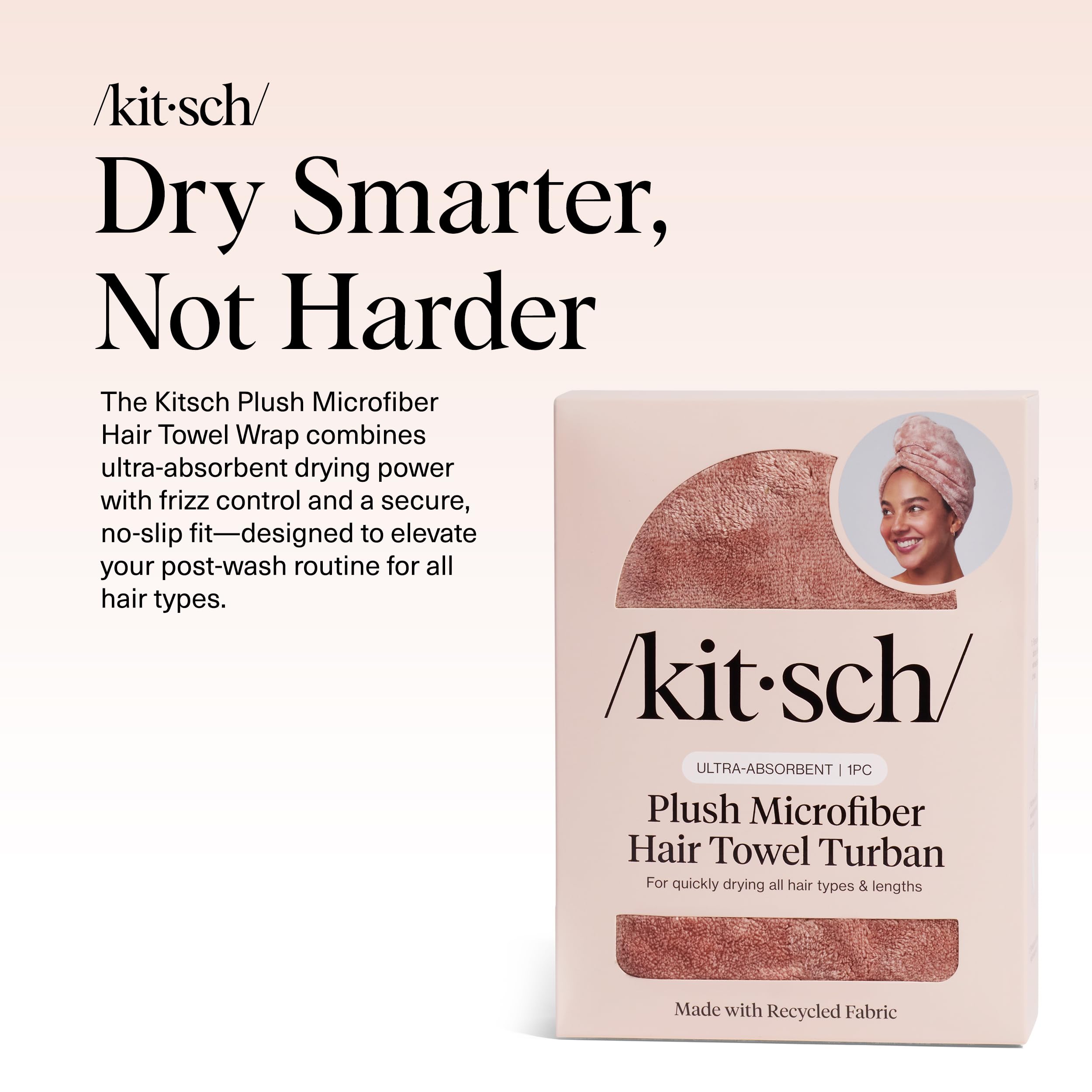 Kitsch Plush Microfiber Hair Towel Wrap for Women - Hair Turbans for Wet Hair, Super Absorbent Drying Towel - Quick Dry, Anti-Fr