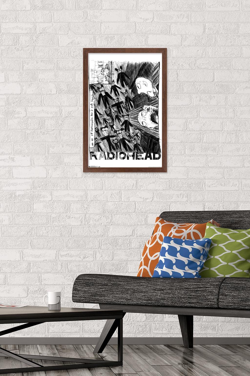 Trends International Radiohead - Scribble Wall Poster, 14.725'' X 22.375'', Mahogany Framed Version