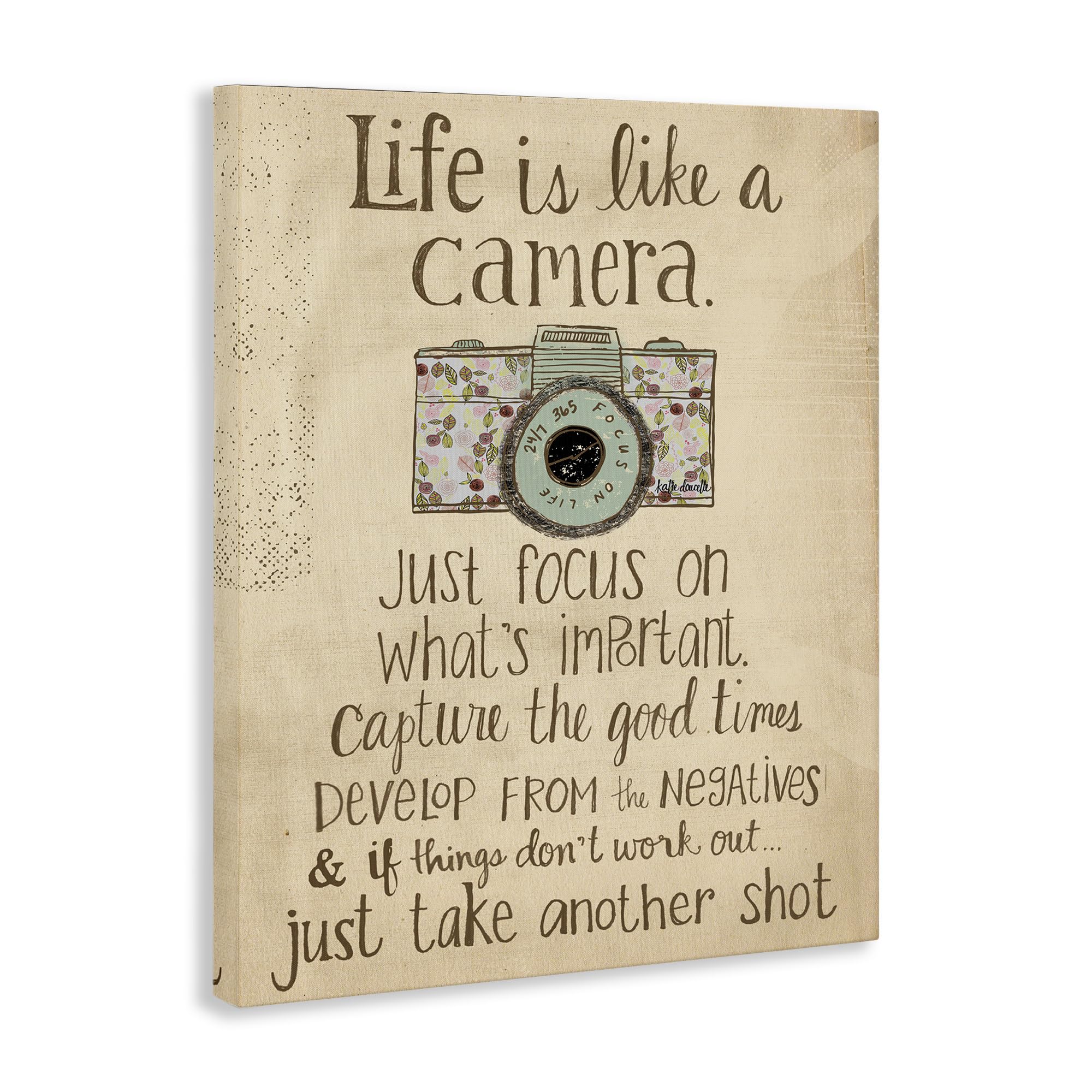 Stupell Industries Life Is Like A Camera Inspirational, Design By Katie Doucette Wall Art, 36 X 48, Brown