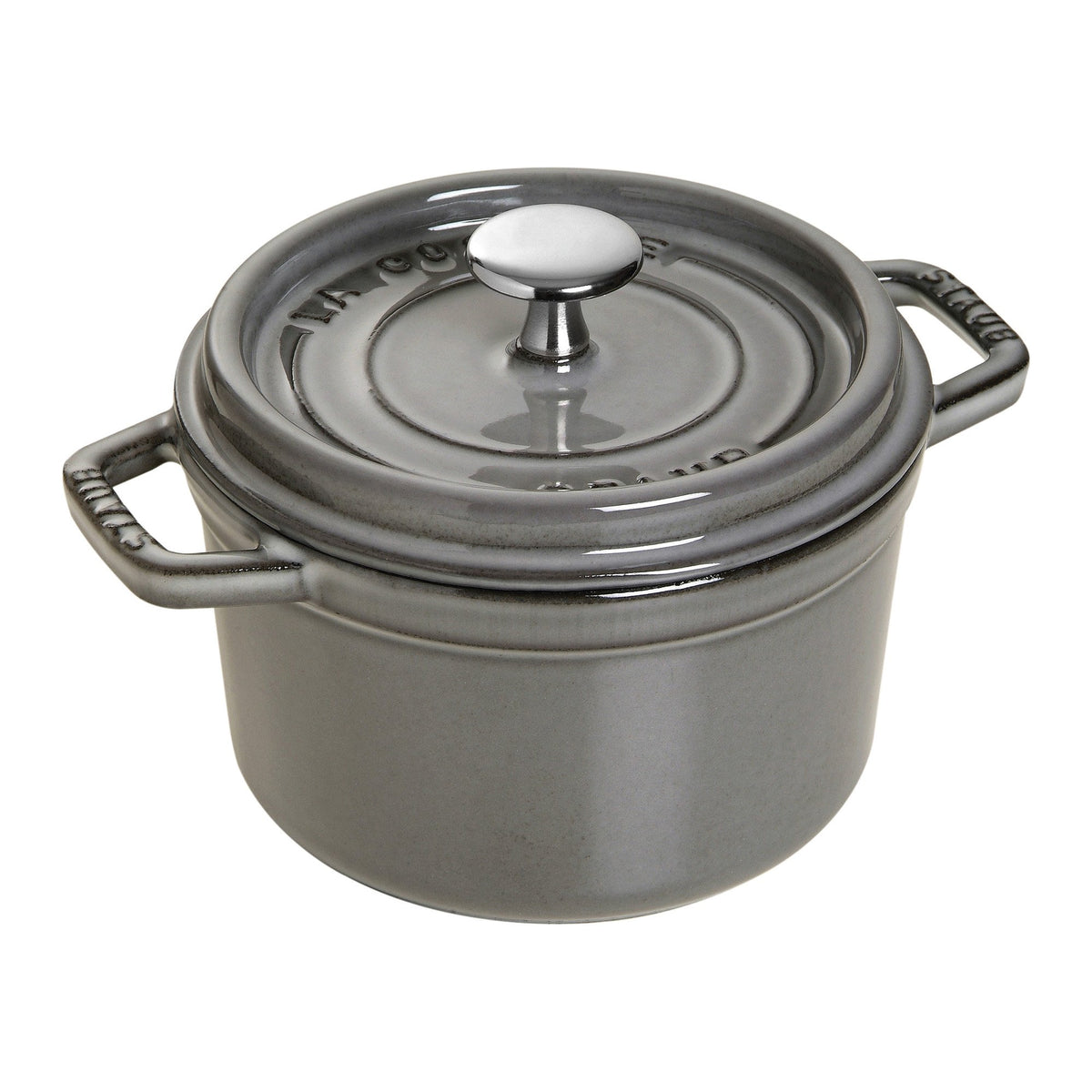 Staub Cast Iron 0.75-Qt Round Cocotte - Graphite Grey, Made In France
