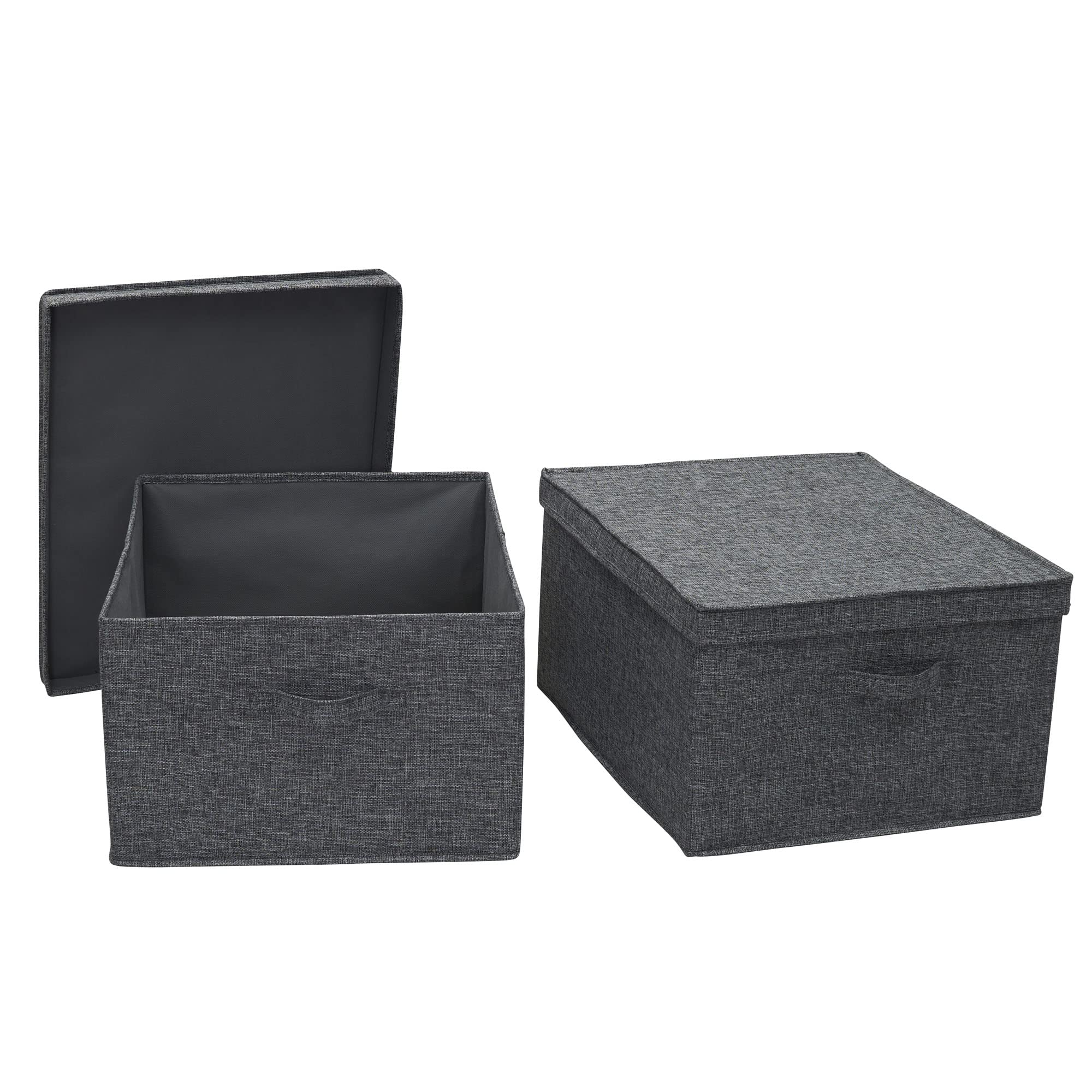 Household Essentials Jumbo Fabric Storage Bins With Lids, Graphite, Set Of 2
