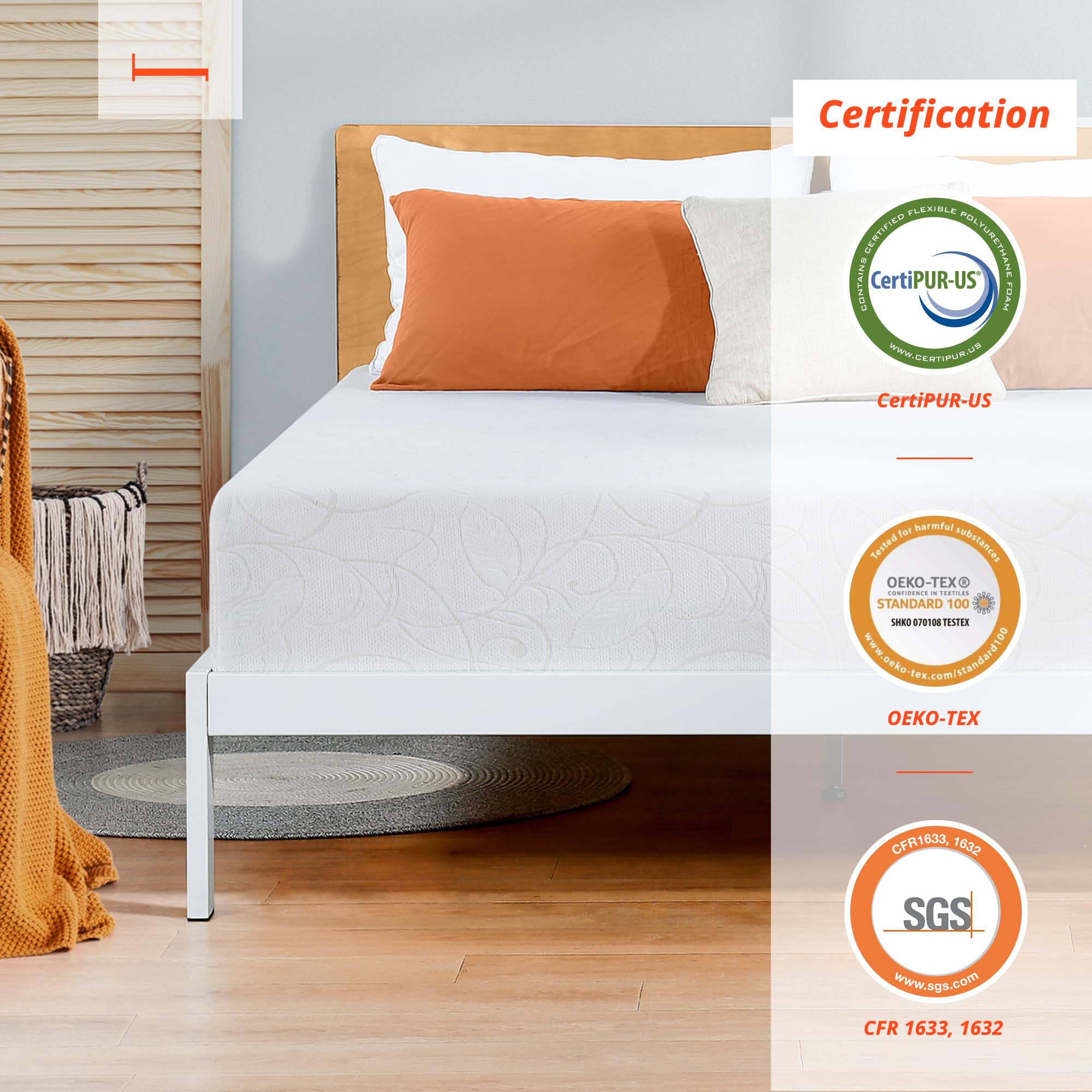 Primasleep Full Mattress, 7 Inch Deluxe Gel Memory Foam Mattress, Gel Infused For Comfort And Pressure Relief, Certipur-Us Certi