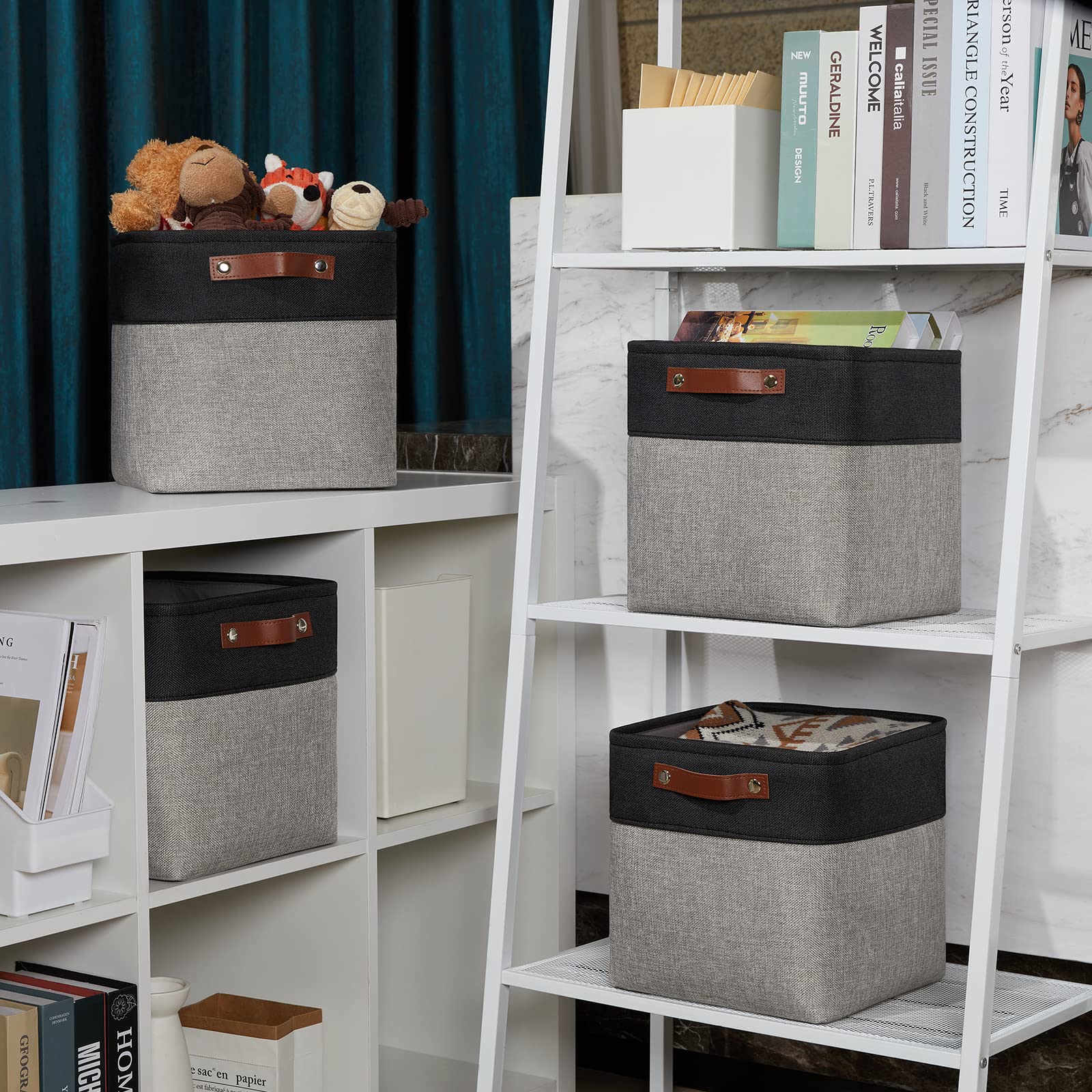 DULLEMELO 11x11 Cube Storage Bins for Cube organizer  Foldable Cube Storage Bins Baskets for Organizing Home Office Closet Shelves Toy Nursery Fabric Cube Baskets Bin for Home organization