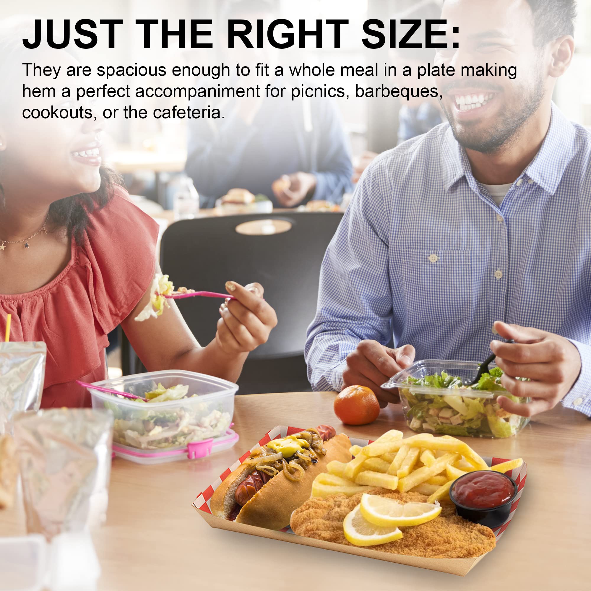 Mt Products Cafeteria Food Trays For Snacks - 10'' Red & White Paper Lunch Tray (Pack Of 20)
