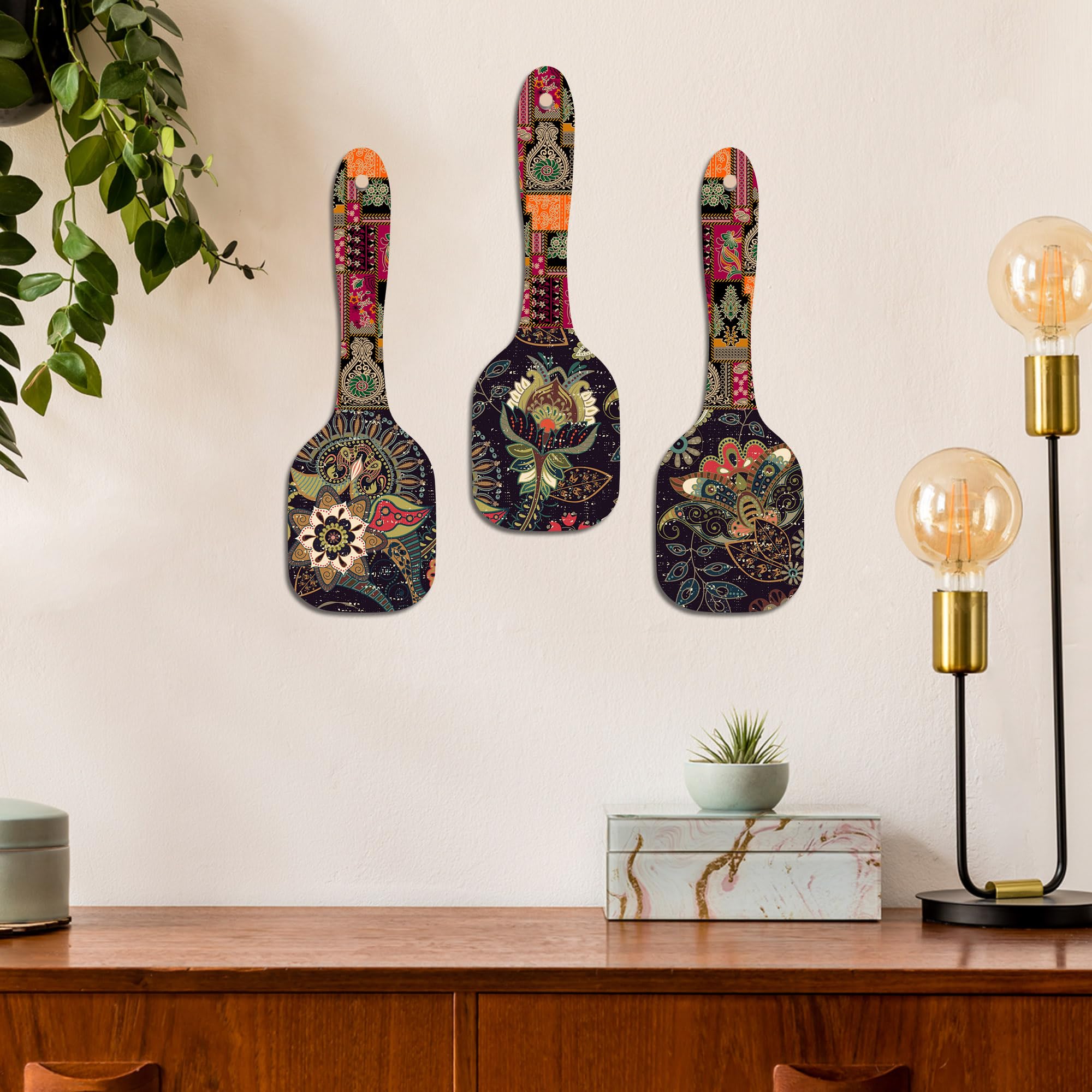 Artvibes Decorative Flower Art Spatula Shape Wall Hanging Decoration Item | Floral Art Decor Items | Wall Accent | Gift Items | 