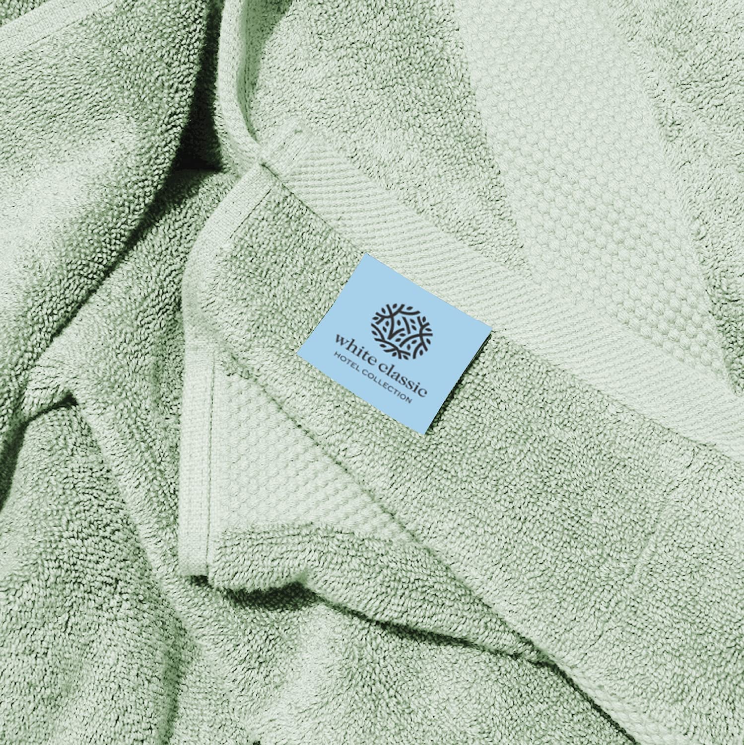 White Classic Luxury Cotton Bath Towels Large - | Highly Absorbent Hotel spa Collection Bathroom Towel | 27 inch X 54 inch | Set of 4 (Green  4)