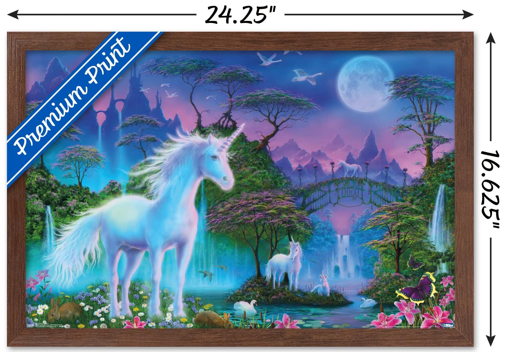 Trends International Unicorn Meadow Wall Poster, 14.725'' X 22.375'', Mahogany Framed Version