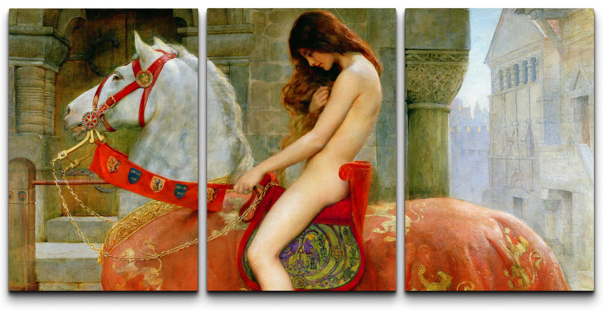 Wall26 Canvas Print Wall Art Set Lady Godiva By John Collier Cultural Historic Oil Painting Fine Art Reproduction Scenic Colorfu