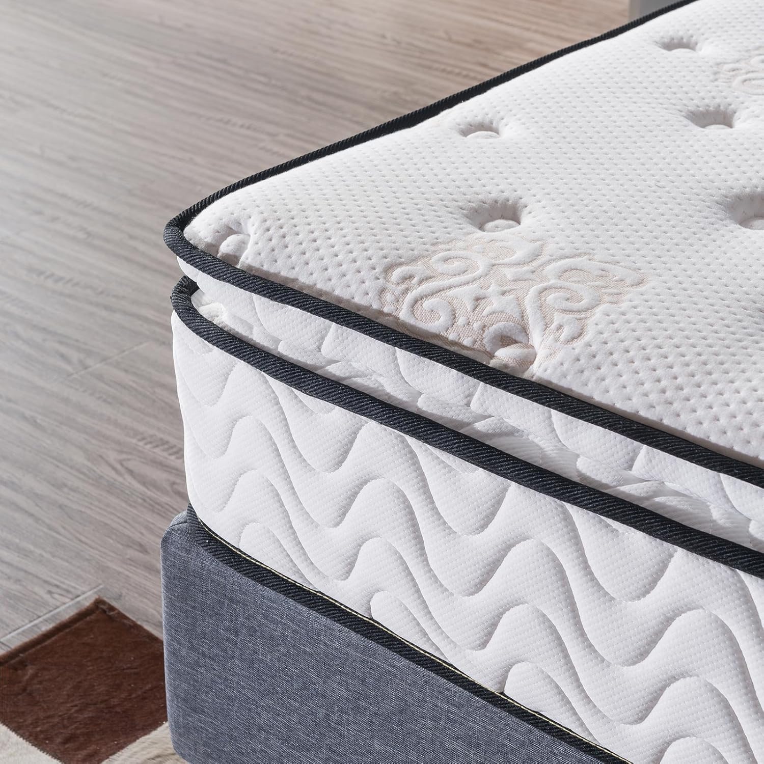 Jacia House Twin Mattress 11.4 Inch Memory Foam Innerspring Independently Encased Coil Hybrid Mattress - Pillow Top Mattress - B