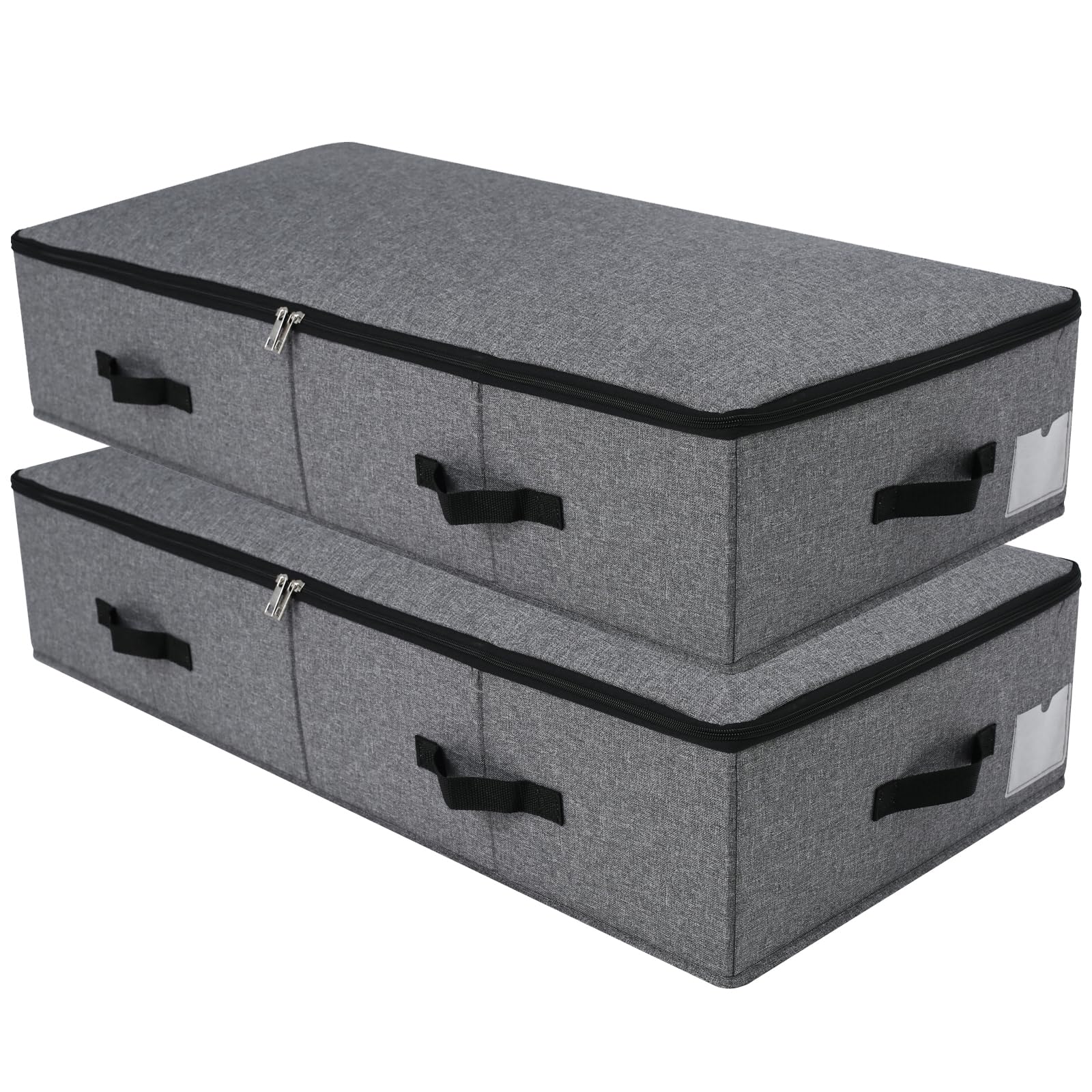 2PCS Foldable Blankets Clothes Comforters Storage Bin Organizer with Plastic Support Liner for Blankets, Towels, Comforter, Swea