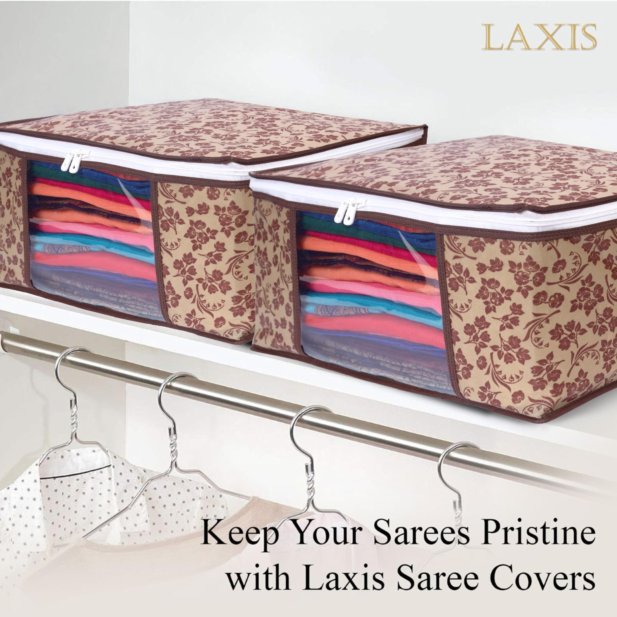 Homfil Brand - Laxis Saree Covers With Zip Non-Woven Printed Saree Cover/Saree Organizer For Wardrobe/Cloth Storage/Organizer Wi