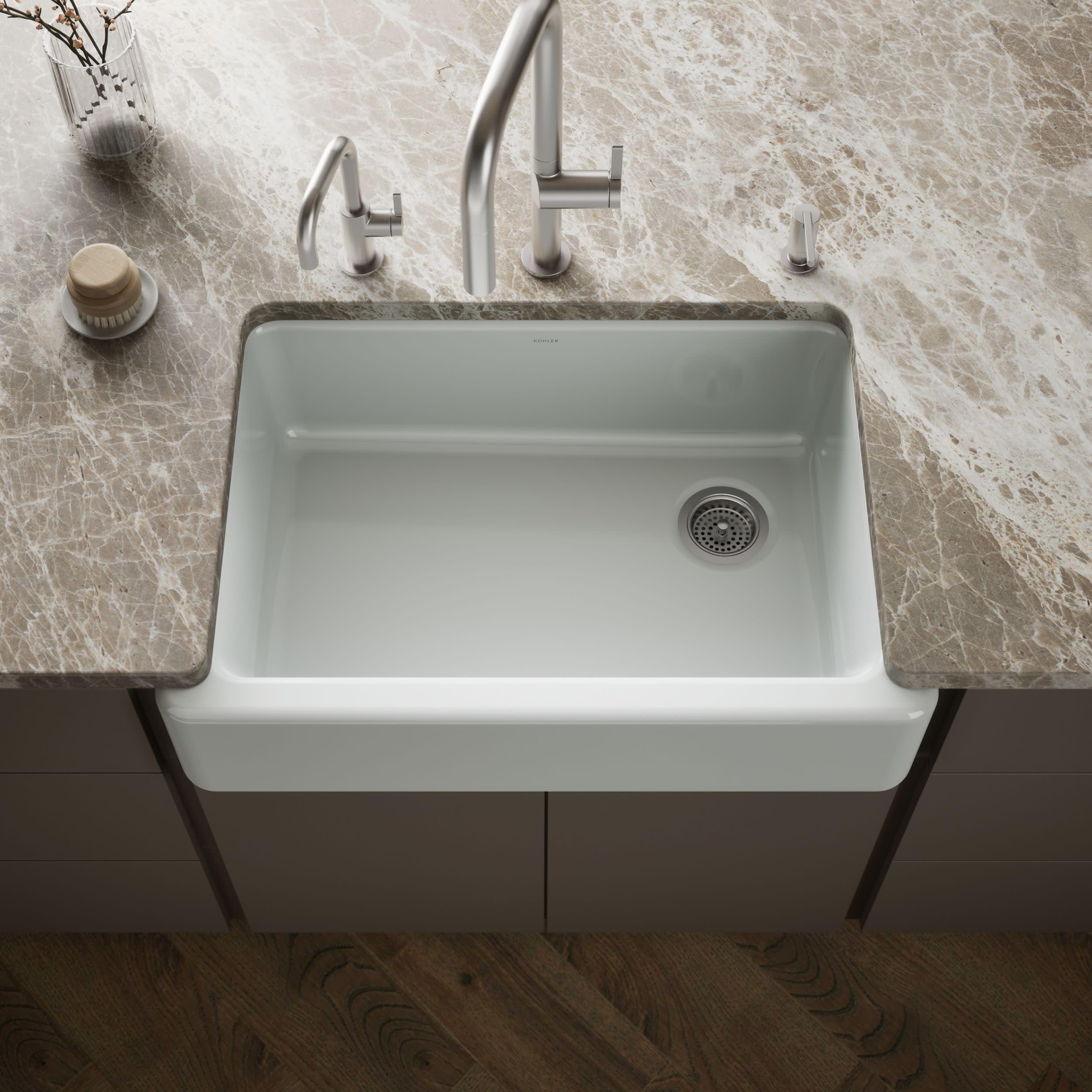 Kohler 5827-95 Whitehaven 32-3/4 Undermount Single-Bowl Farmhouse Kitchen Sink, Ice Grey