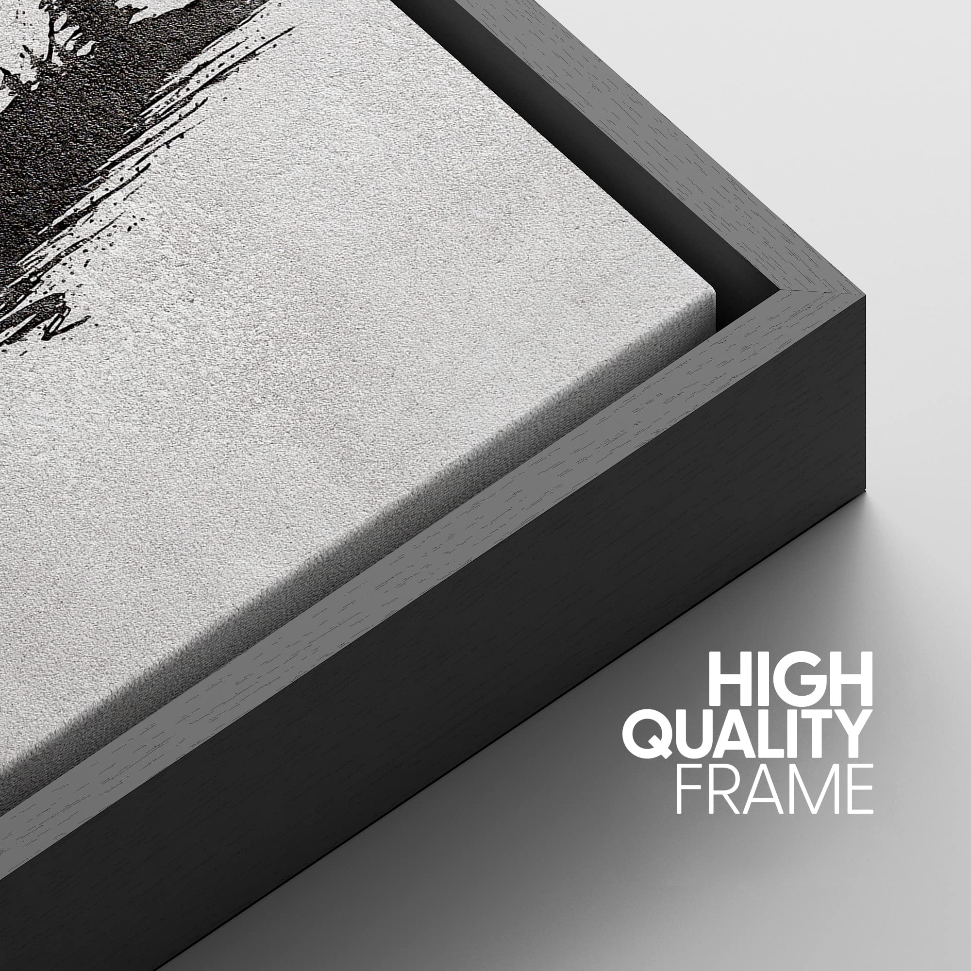 NWT Framed Canvas Print Wall Art Sketch Style Moon Over Pine Tree Forest Nature Wilderness Photography Realism Minimalist Scenic Black and White for Living Room  Bedroom  Office - 16''x24'' Black