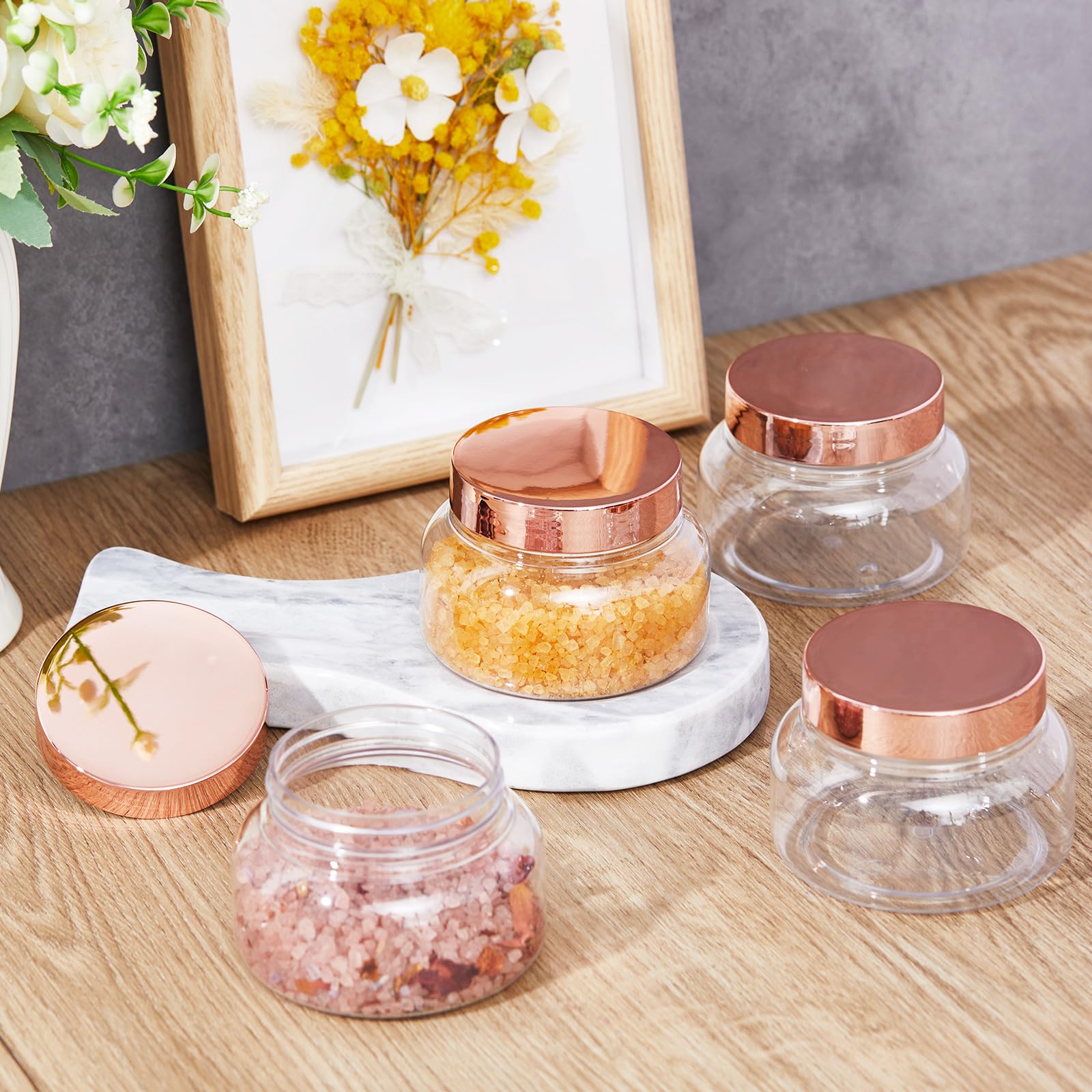 Tessco 24 Pack Plastic Jars With Lids Labels Plastic Containers Round Refillable Cosmetic Containers Empty Body Butter Jars Suga