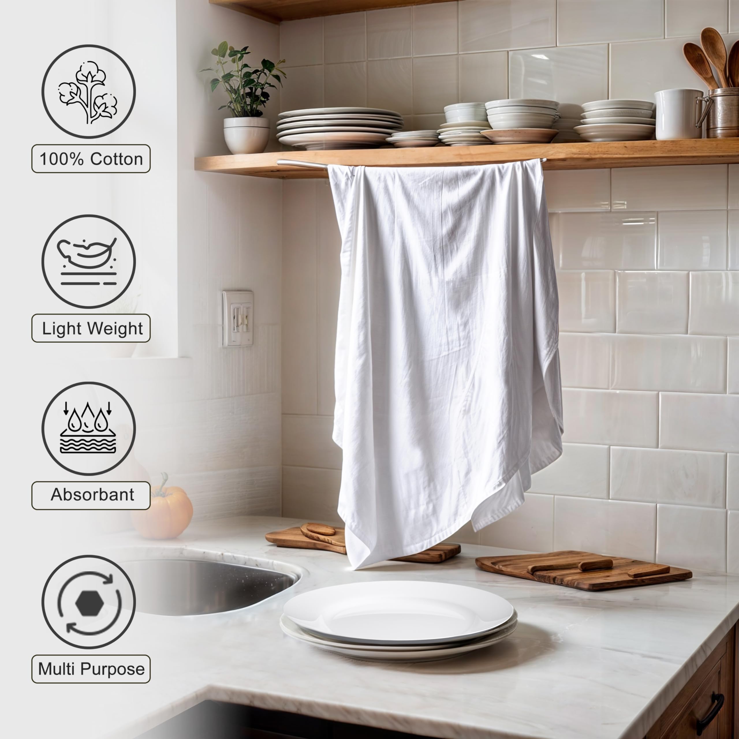 Zoyer Flour Sack Towels 28'' X 28'', 12 Pack - 100% Cotton Dish Towels - Machine Washable Tea Towels, Ultra Absorbent Bar Towels