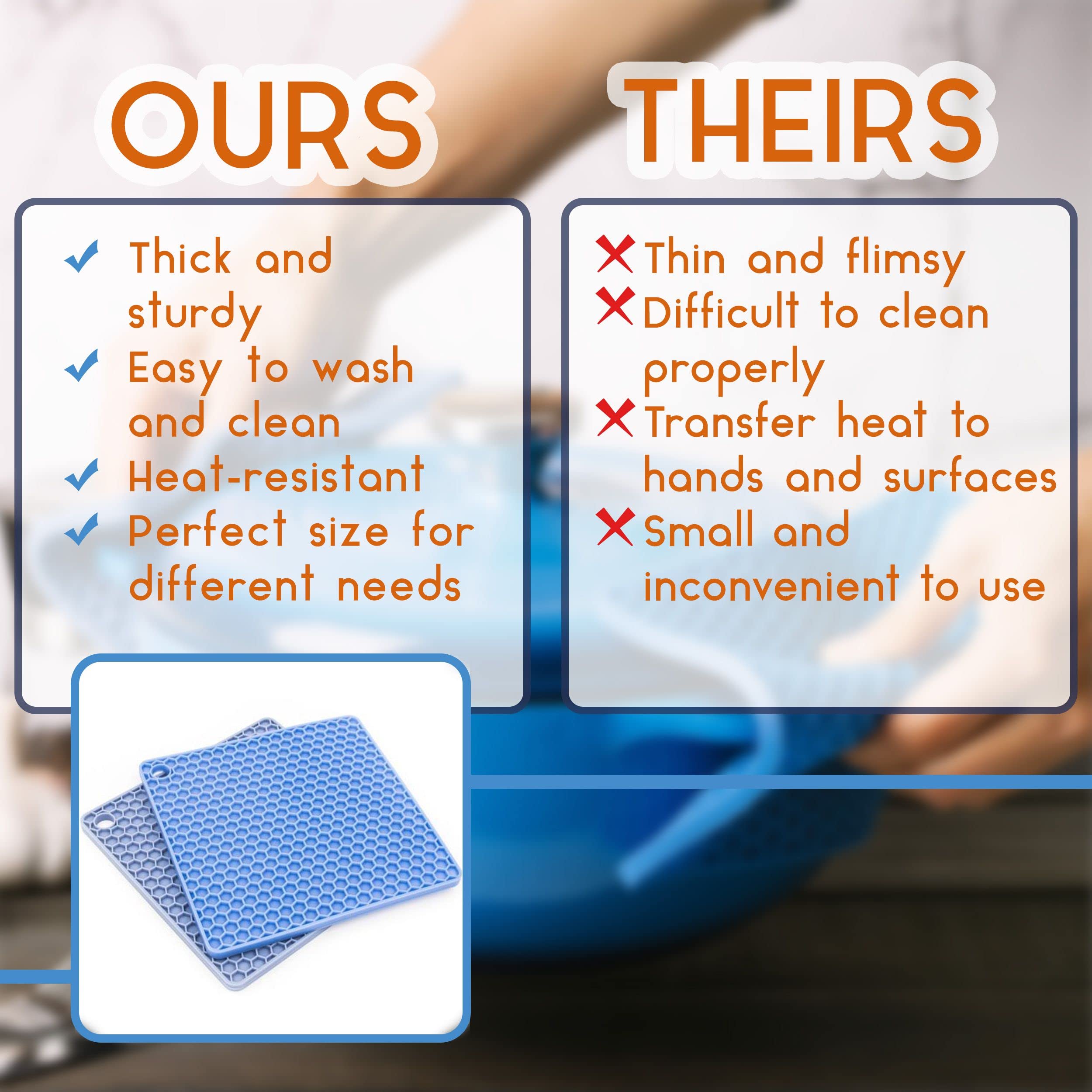 Btat- Silicone Trivet Mats, 2 Pack, Silicone Trivet, Silicone Hot Pads For Kitchen, Silicone Trivets For Hot Pots And Pans, Sili