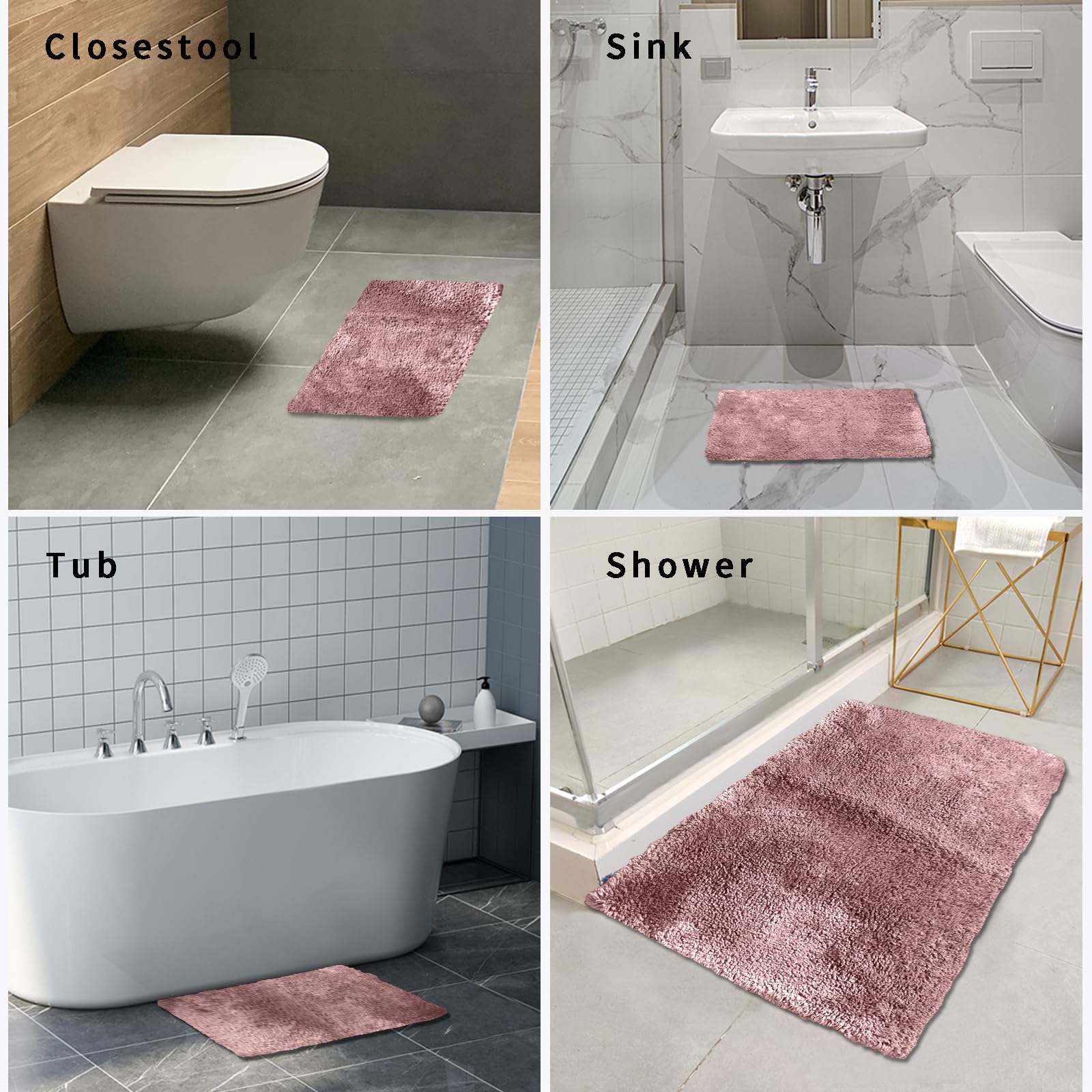 Fifu Bath Mats & Rugs For Bathroom, Bedroom & Kitchen Non Slip, Machine Washable & Absorbent Doormat & Shower Bathmat For Toilet
