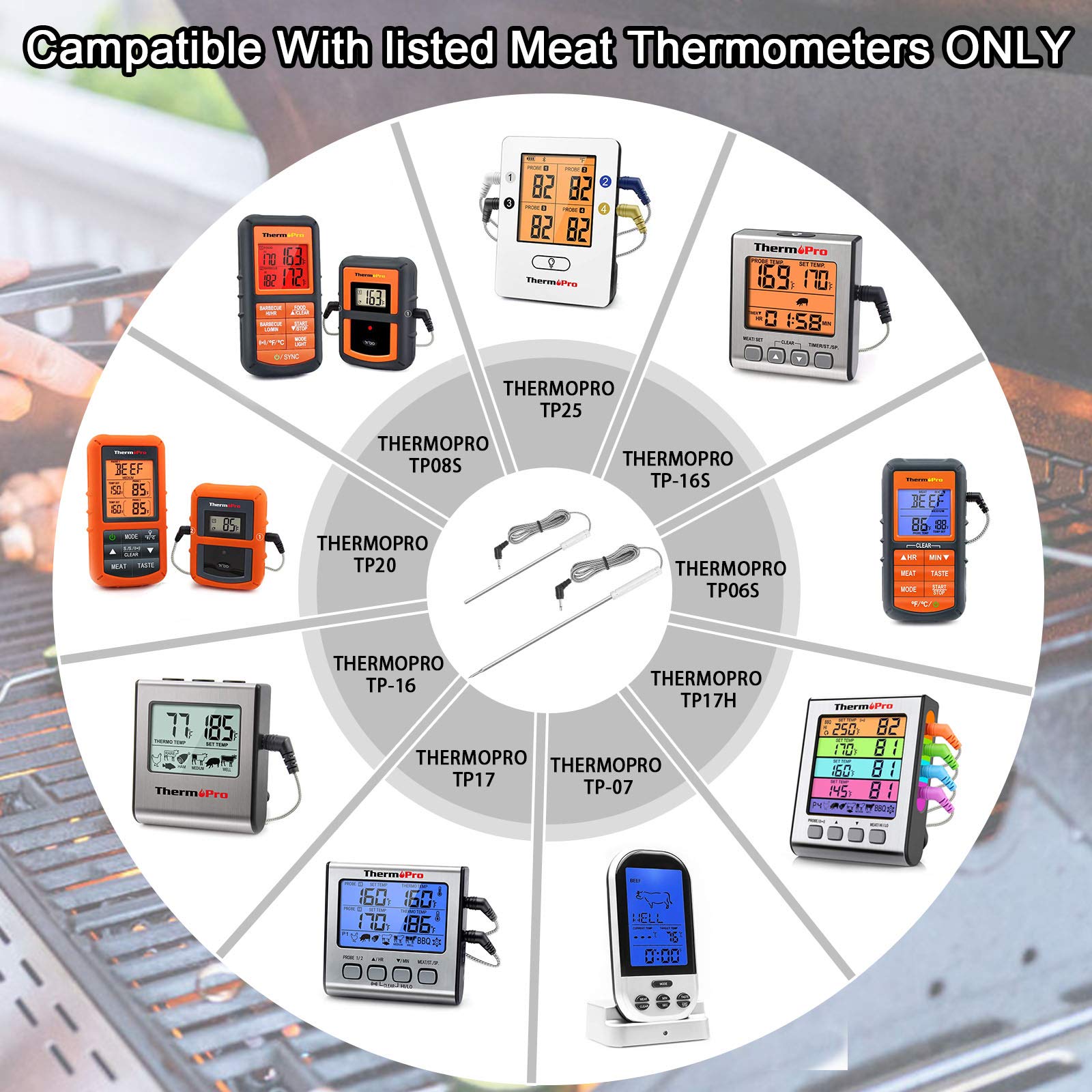 Meat Temperature Probe Ambient Probe Replacement Probe For Thermopro Tp20 Tp25 Tp-08 Tp27 Tp930 Tp829 Tp28 Tp08 Tp17 Tp-16 Tp910