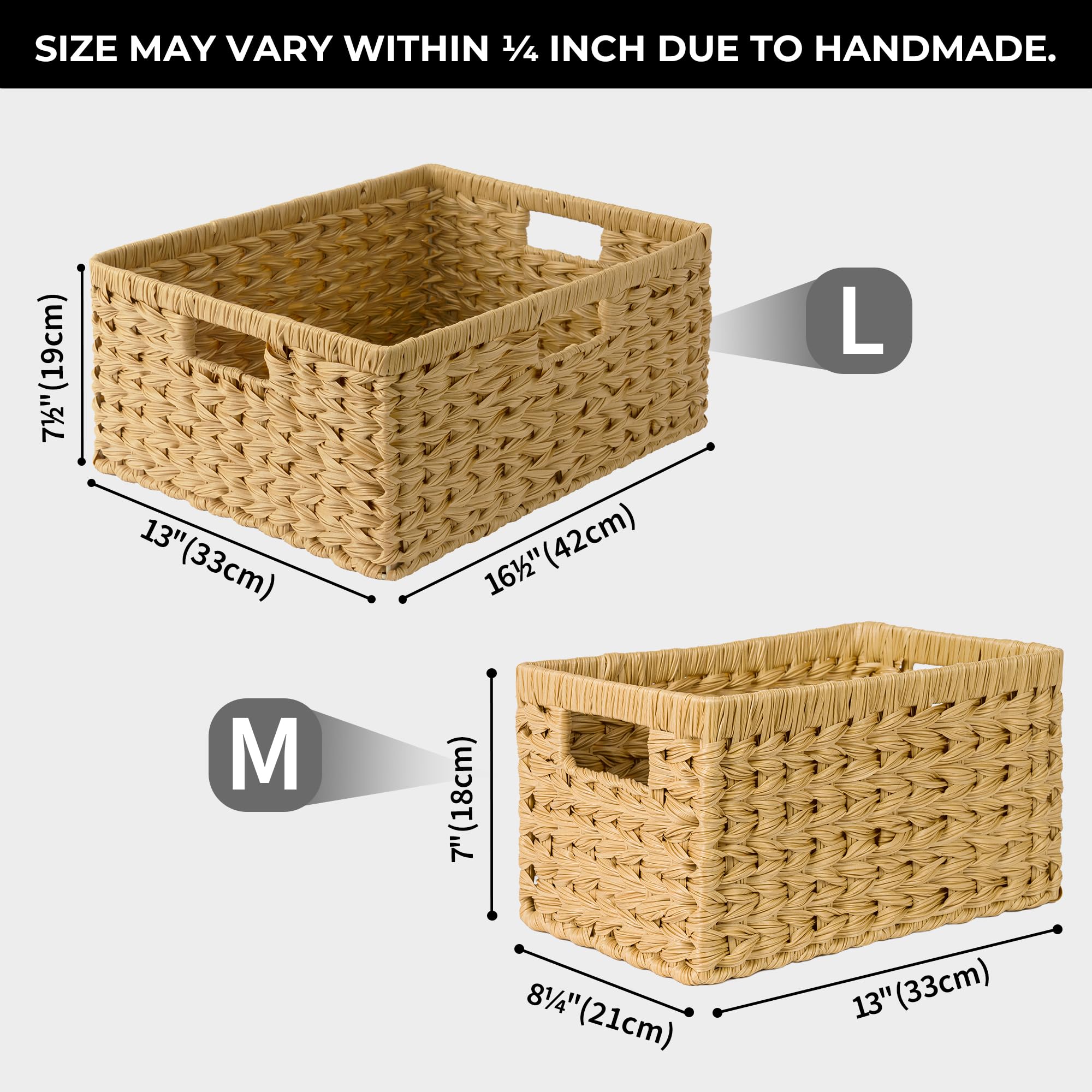 Granny Says Wicker Storage Baskets, Woven Baskets For Shelves, Waterproof Baskets For Organizing, Wicker Baskets With Handles, 2