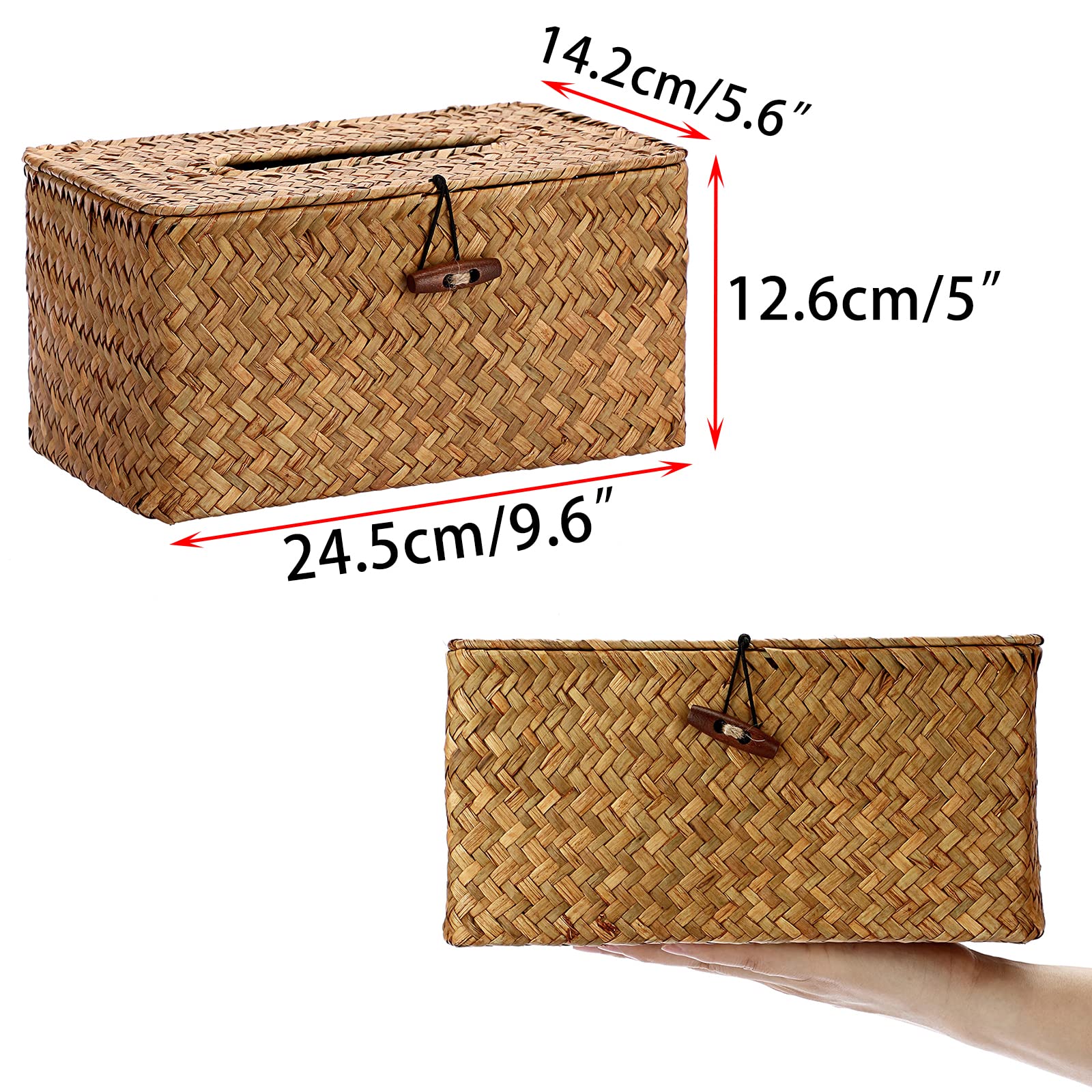 Sumnacon Tissue Box Cover Large Rectangle Tissue Box Seagrass Tissue Box Holder Woven Tissue Holder Decorative Tissue Cover For