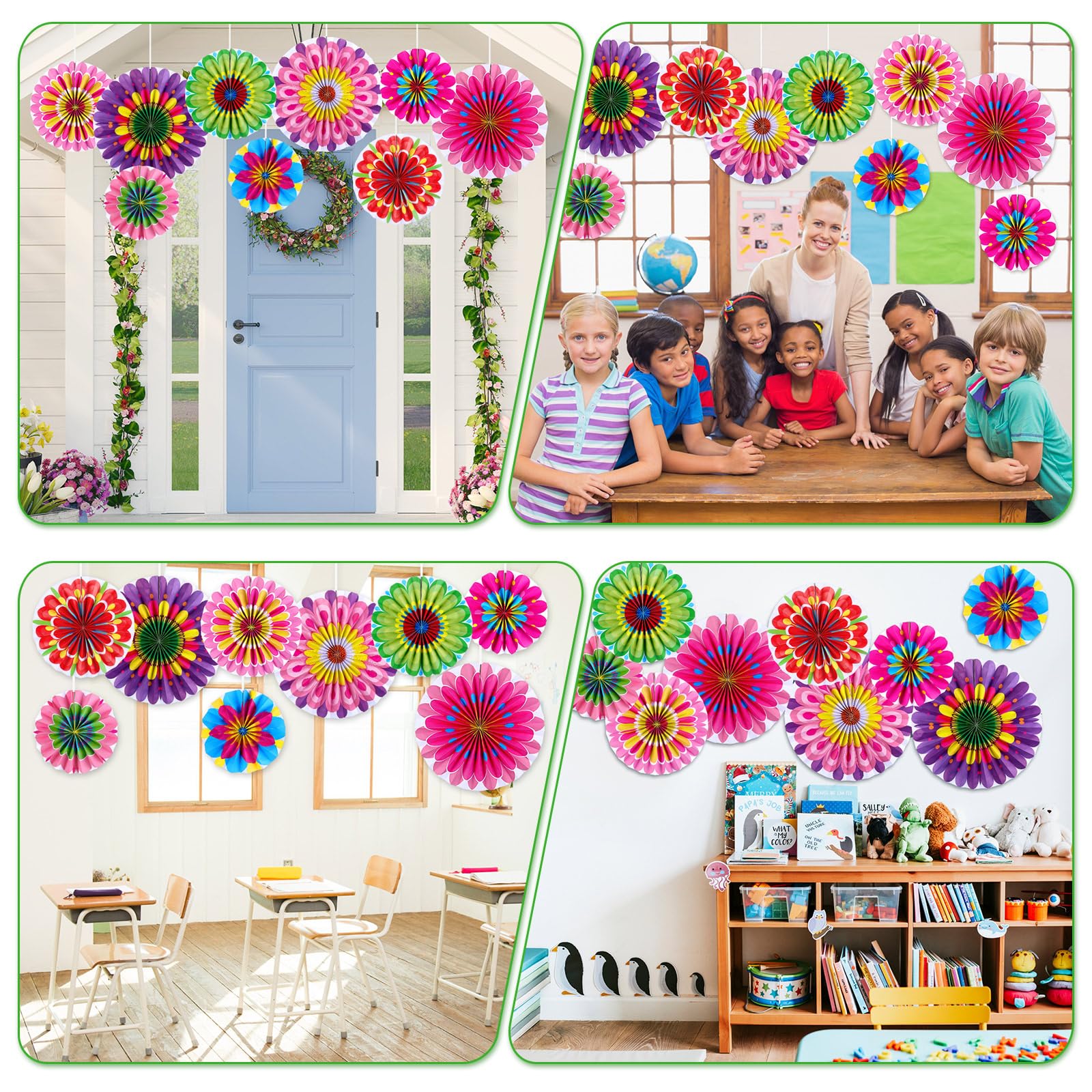 Motipuns 18 Pcs Mexican Party Decorations Fiesta Paper Fans Classroom Wall Decor Cinco De Mayo Decorations for Fiesta Party Deco