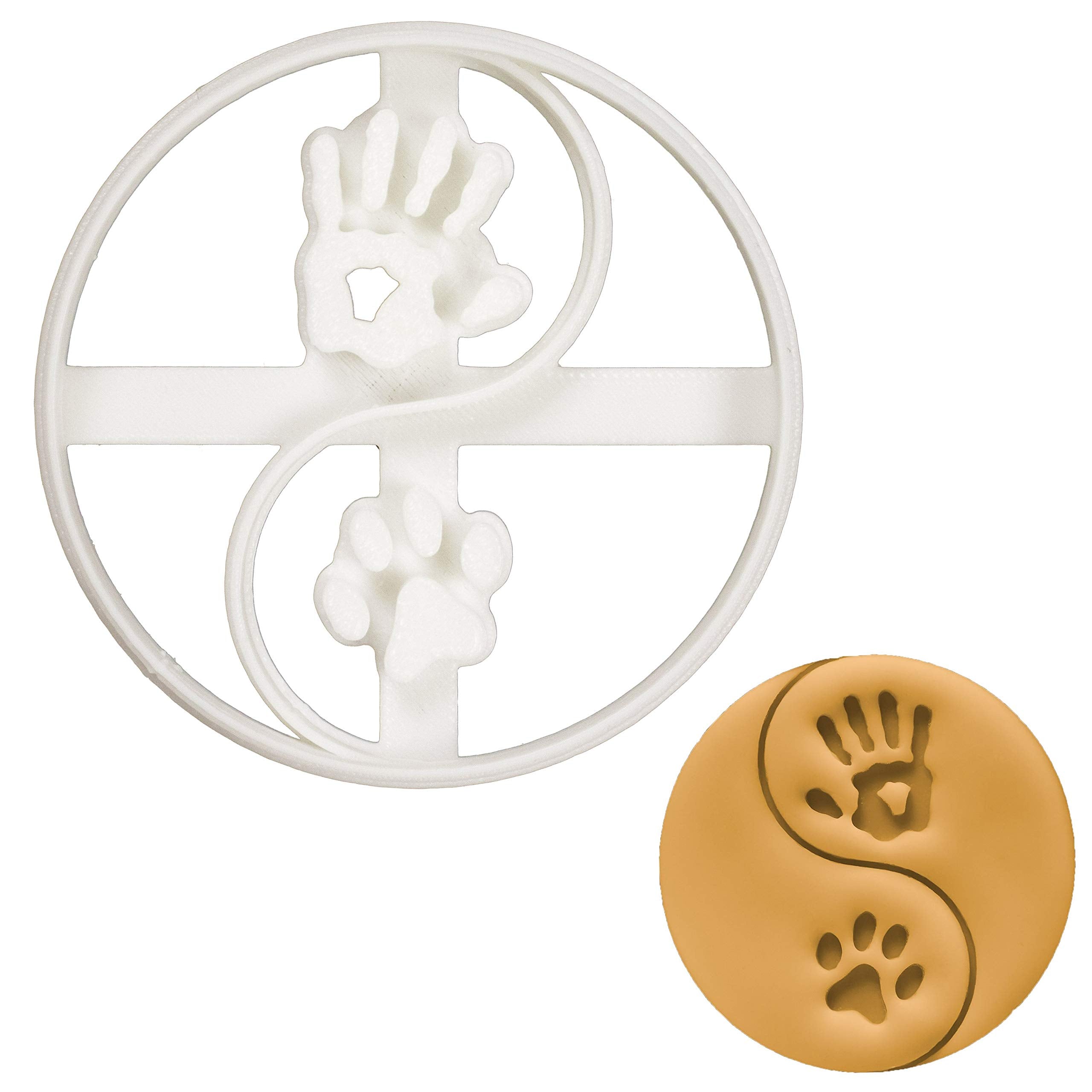 Yin Yang Dog Paw Print And Human Hand Cookie Cutter, 1 Piece - Bakerlogy
