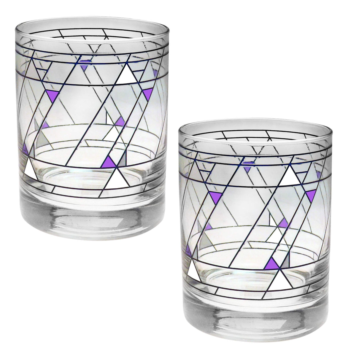 Culver Frank Lloyd Wright Dof Double Old Fashioned Glass 14-Ounce (Gift Boxed Set Of 2, Hollyhock)