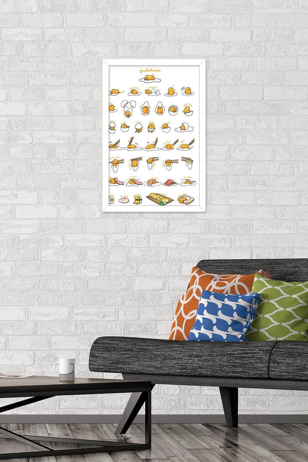 Trends International Gudetama - Grid Wall Poster, 14.725'' X 22.375'', White Framed Version