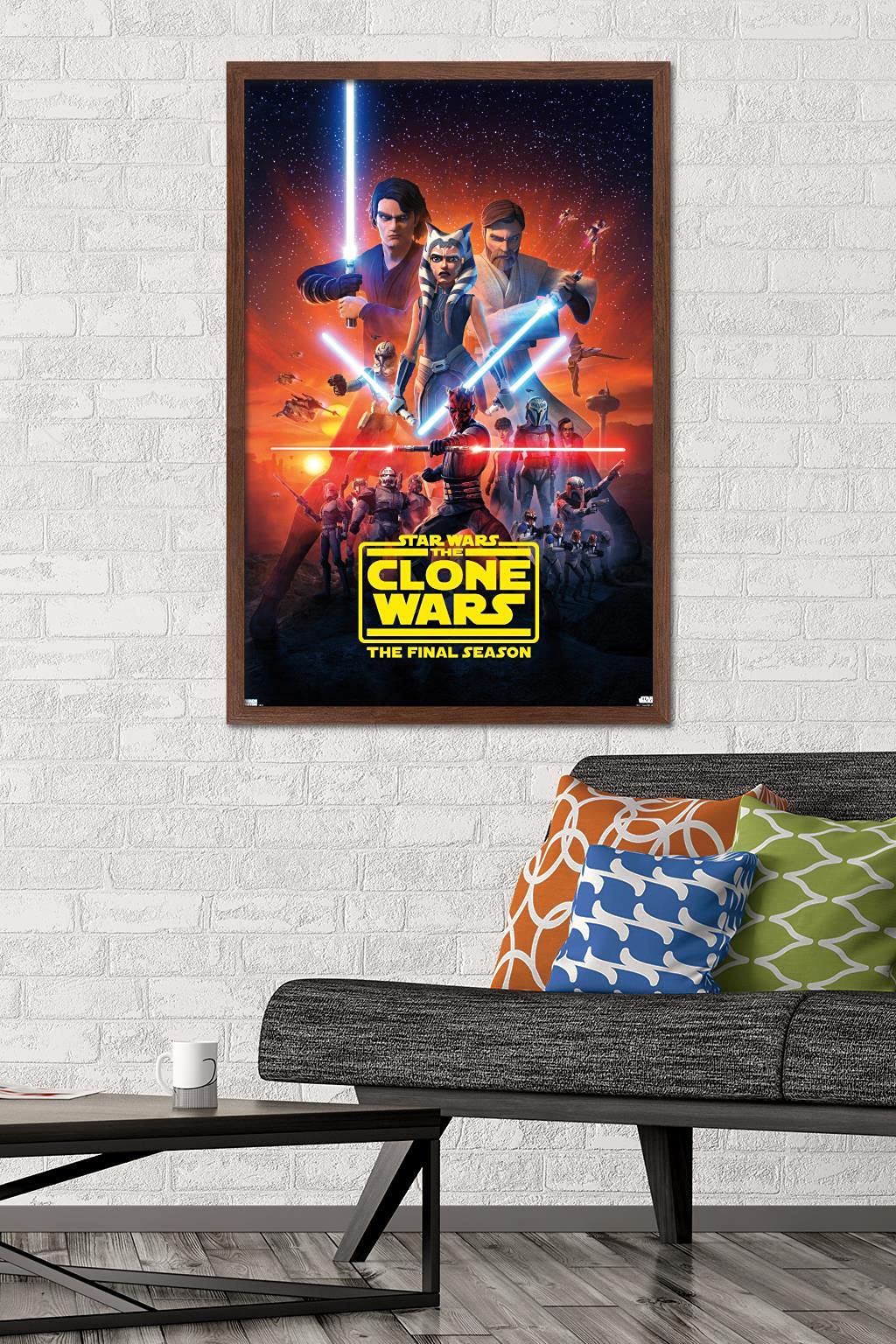 Trends International Star Wars: The Clone Wars - Season 7 Key Art Wall Poster, 22.375'' X 34'', Mahogany Framed Version