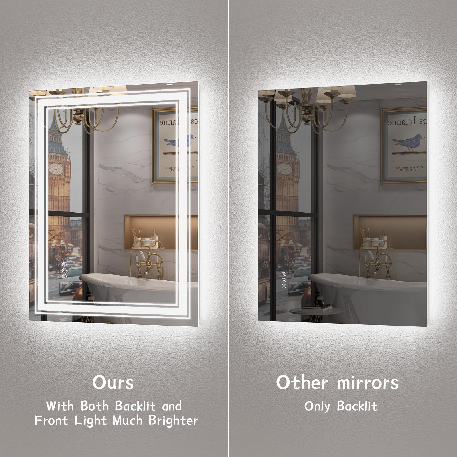 Golomo 20X28 Led Bathroom Mirror, Vanity Mirror With Lights, Backlit And Front Lit Mirror For Wall, Dimmable, Anti-Fog, Shatterp