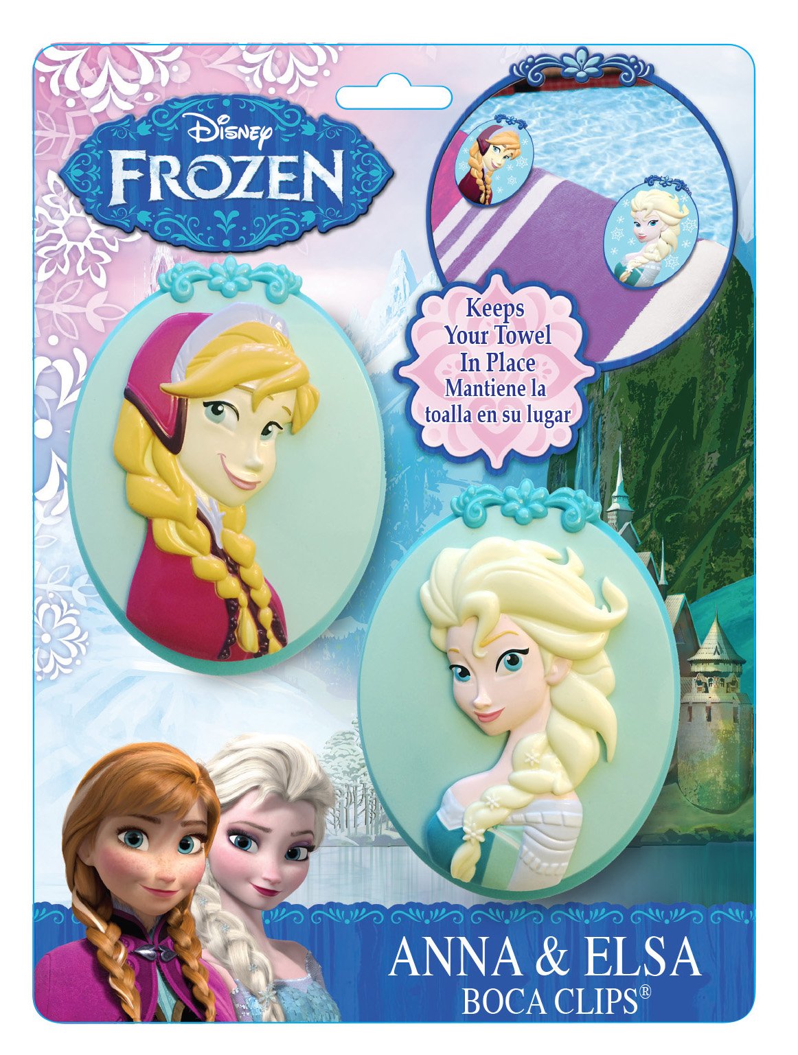 Frozen Elsa BocaClips by O2COOL  Beach Towel Holder  Clips  Set of two  Beach  Patio or Pool Accessories  Portable Towel Clips  Chip Clips  Secure Clips