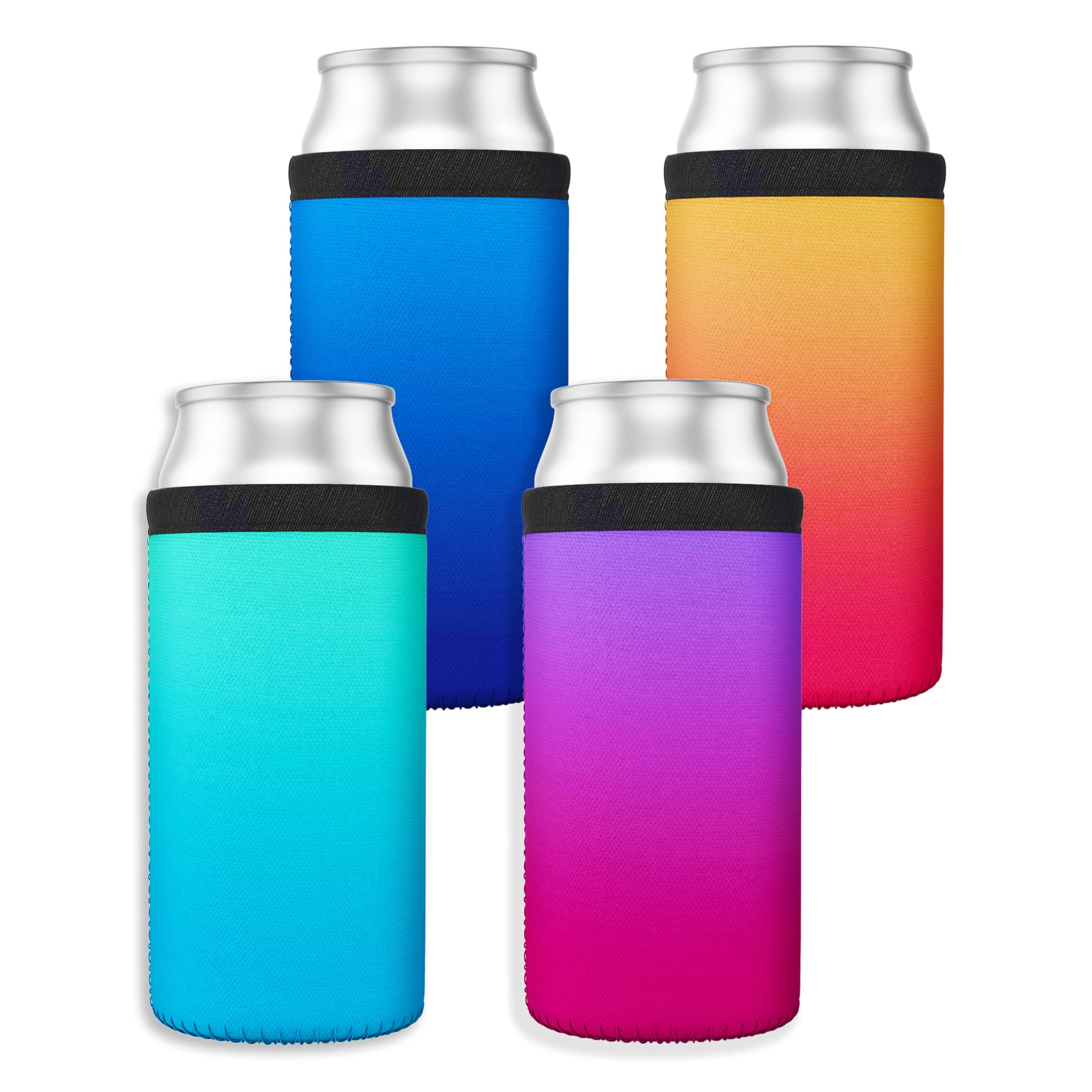 Tahoebay Ombre Cooler Sleeves For Cans And Bottles - Memory Foam (4-Pack) (Slim Can)