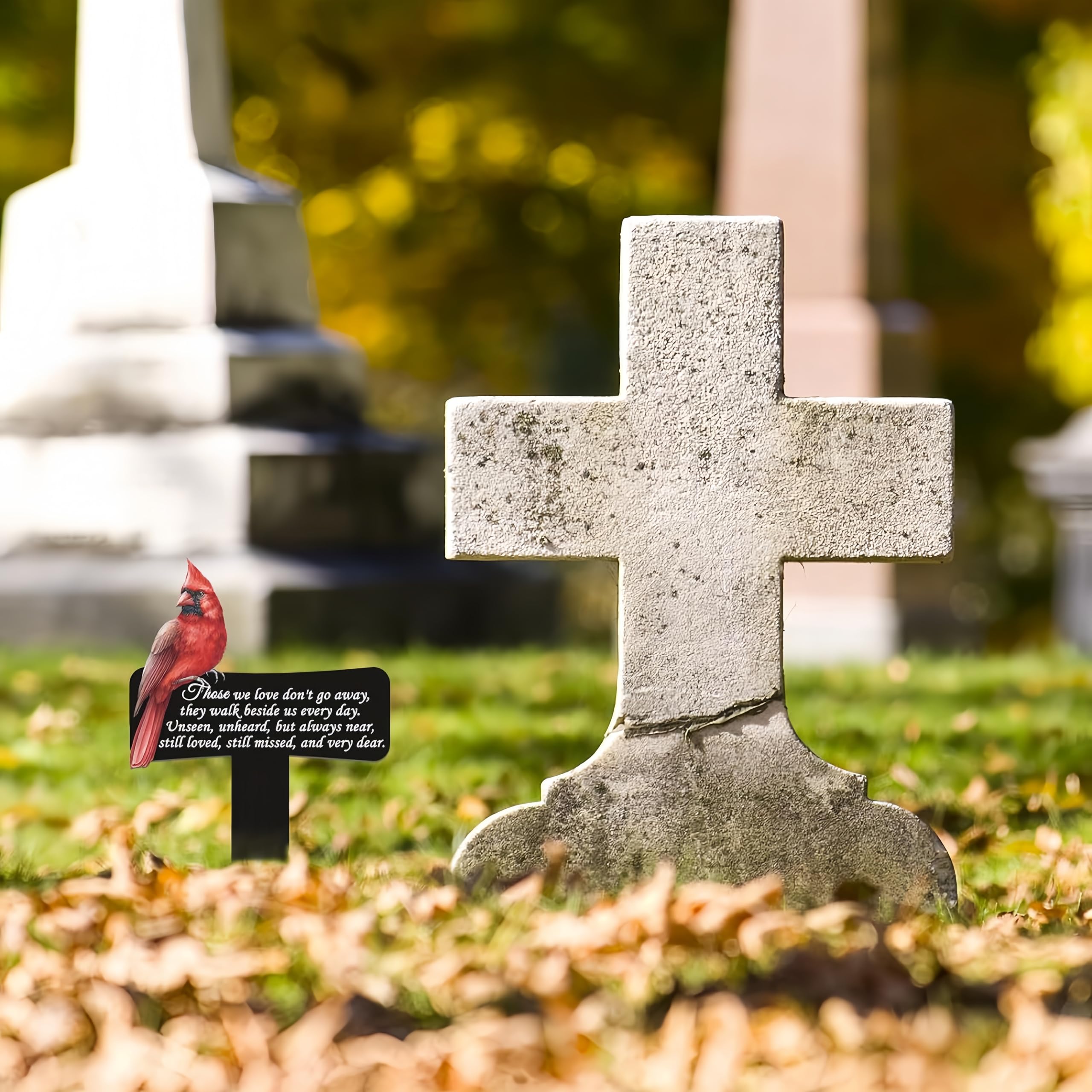11.8 inch Cardinals Memorial Grave Markers Metal Cemetery Decorations Loss of Dad Mom Spouse Lover Relatives Family Members Gard