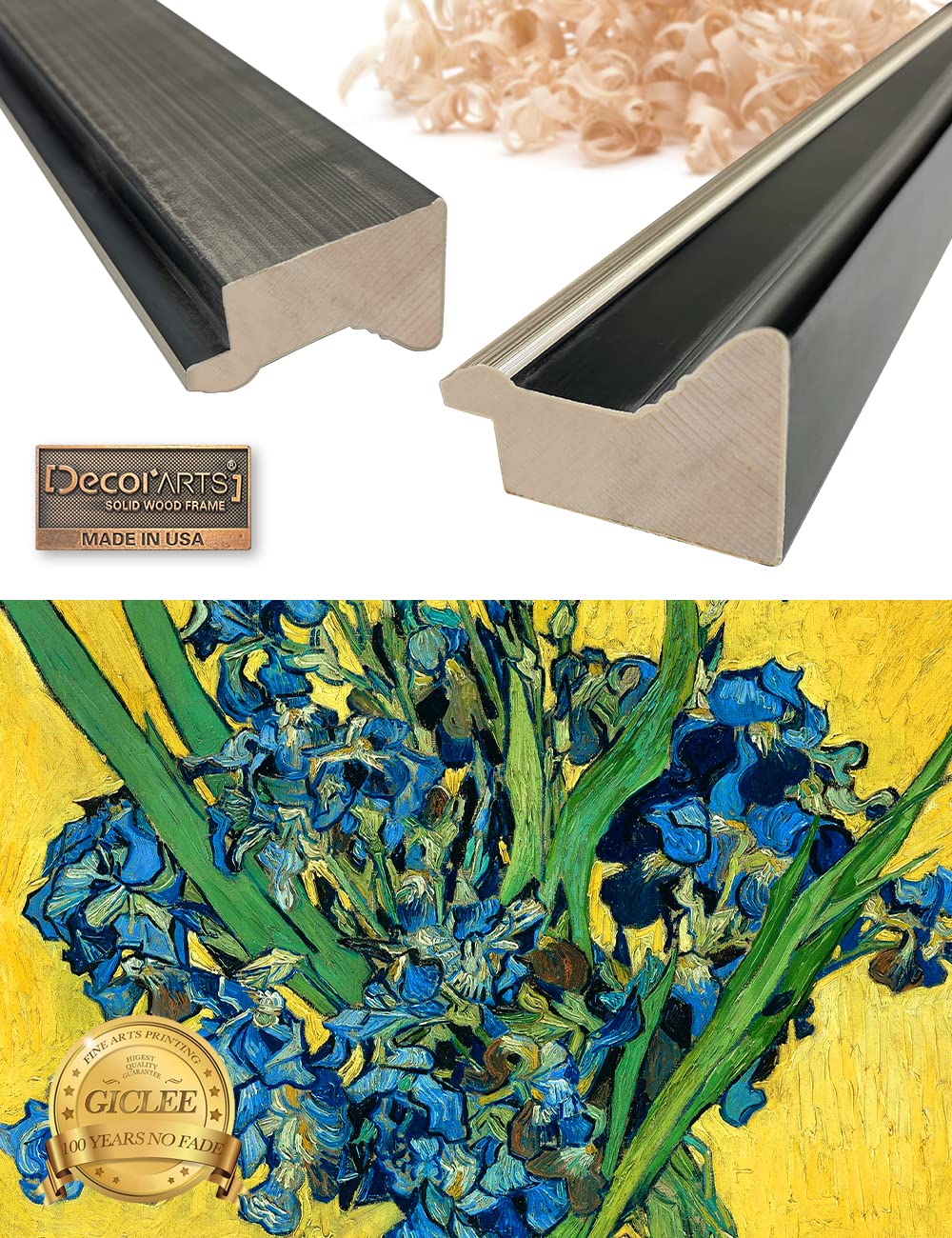 Decorarts - Irises Vase Flower By Vincent Van Gogh. Giclee Print Art Reproduction With Matching Solid Wood Frame In Classical St