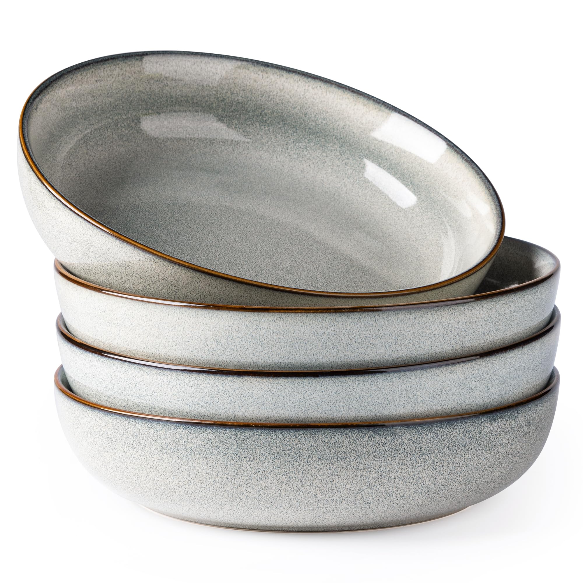 GBHOME 8.75 Large Ceramic Pasta Bowls, 38oz Stoneware Pasta Serving Bowls Set of 4 for Kitchen, Wide Bowls for Fruit,Pasta,Sal
