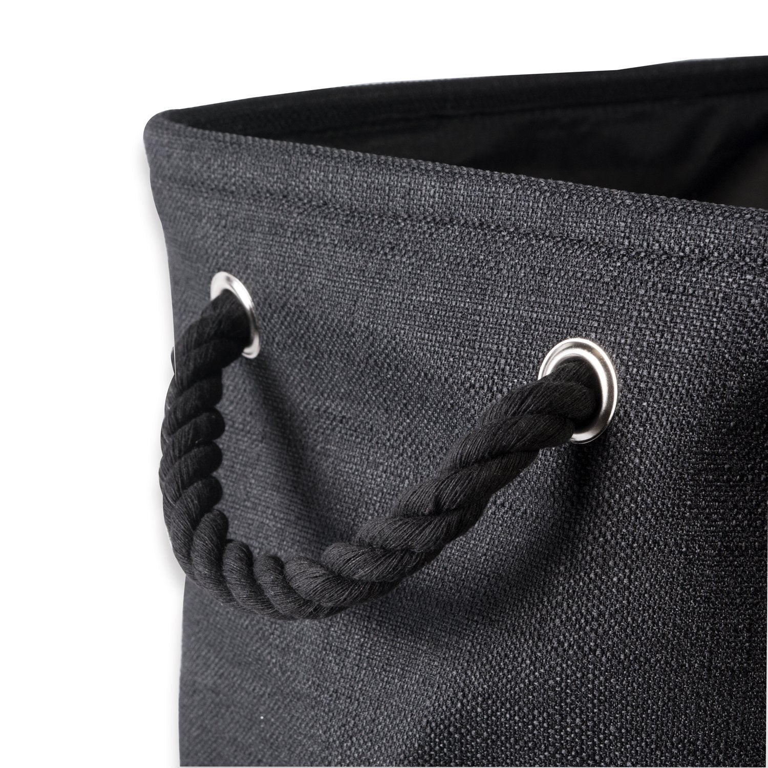 DII Collapsible Variegated Polyester Storage Bin  Large  Black