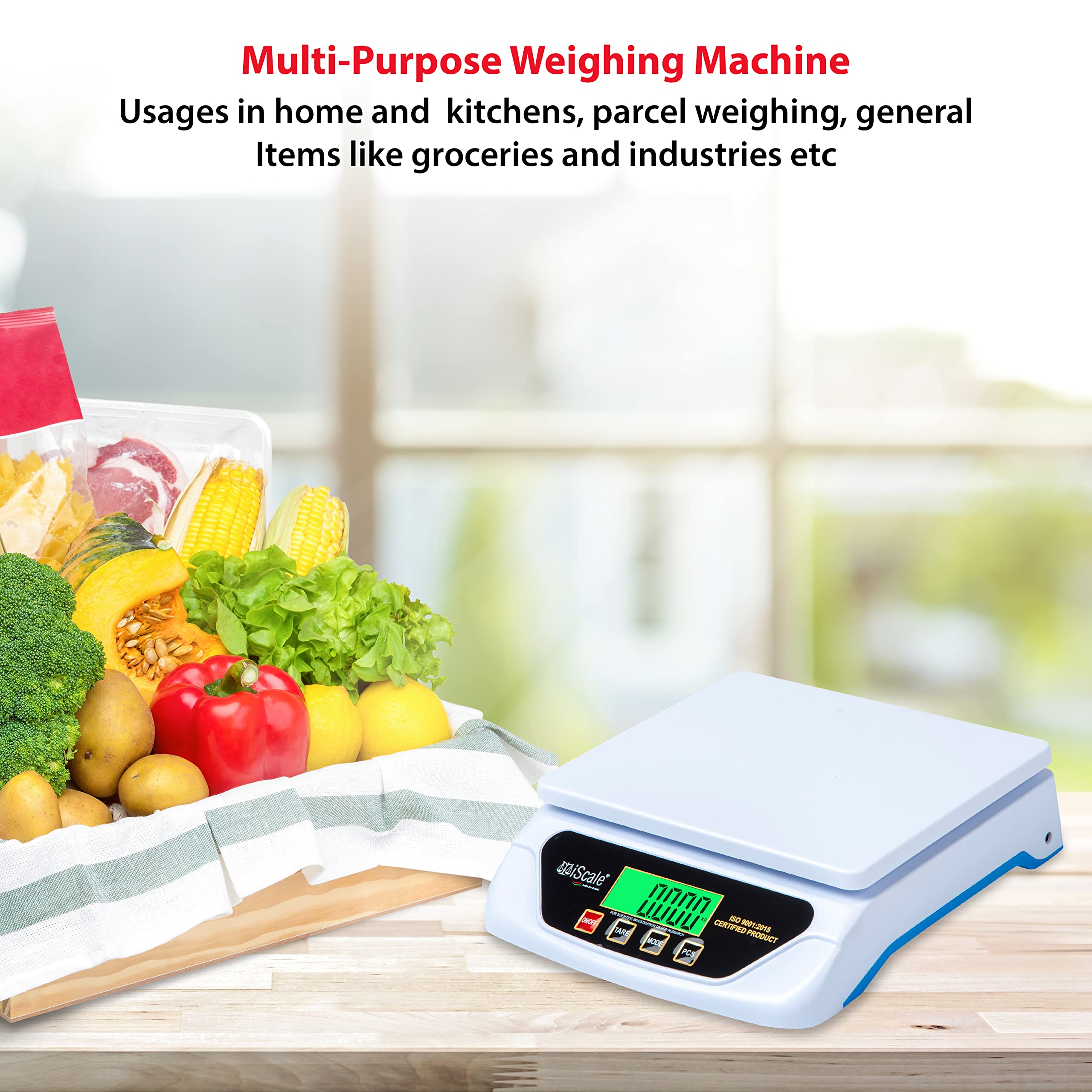 Iscale Digital Kitchen And Multipurpose Weighing Machine Capacity Upto 30Kg With Direct Power Adapter, Best Suitable For 5-10Kg