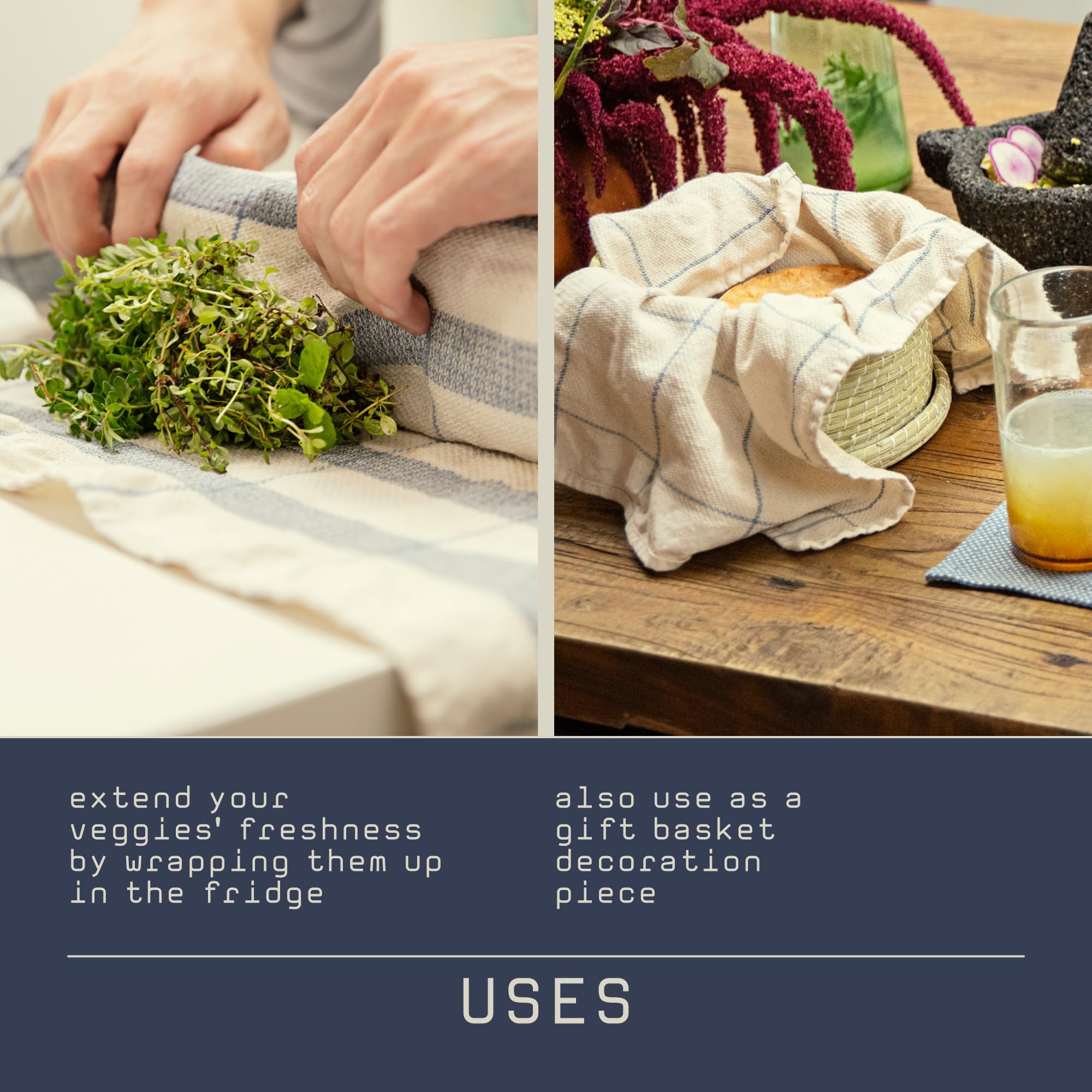 Meema Kitchen Towels And Dishcloths, Ecofriendly Upcycled Cotton Set Of 4, Large 20 X 28 In Super Absorbent Premium Weave, Toall