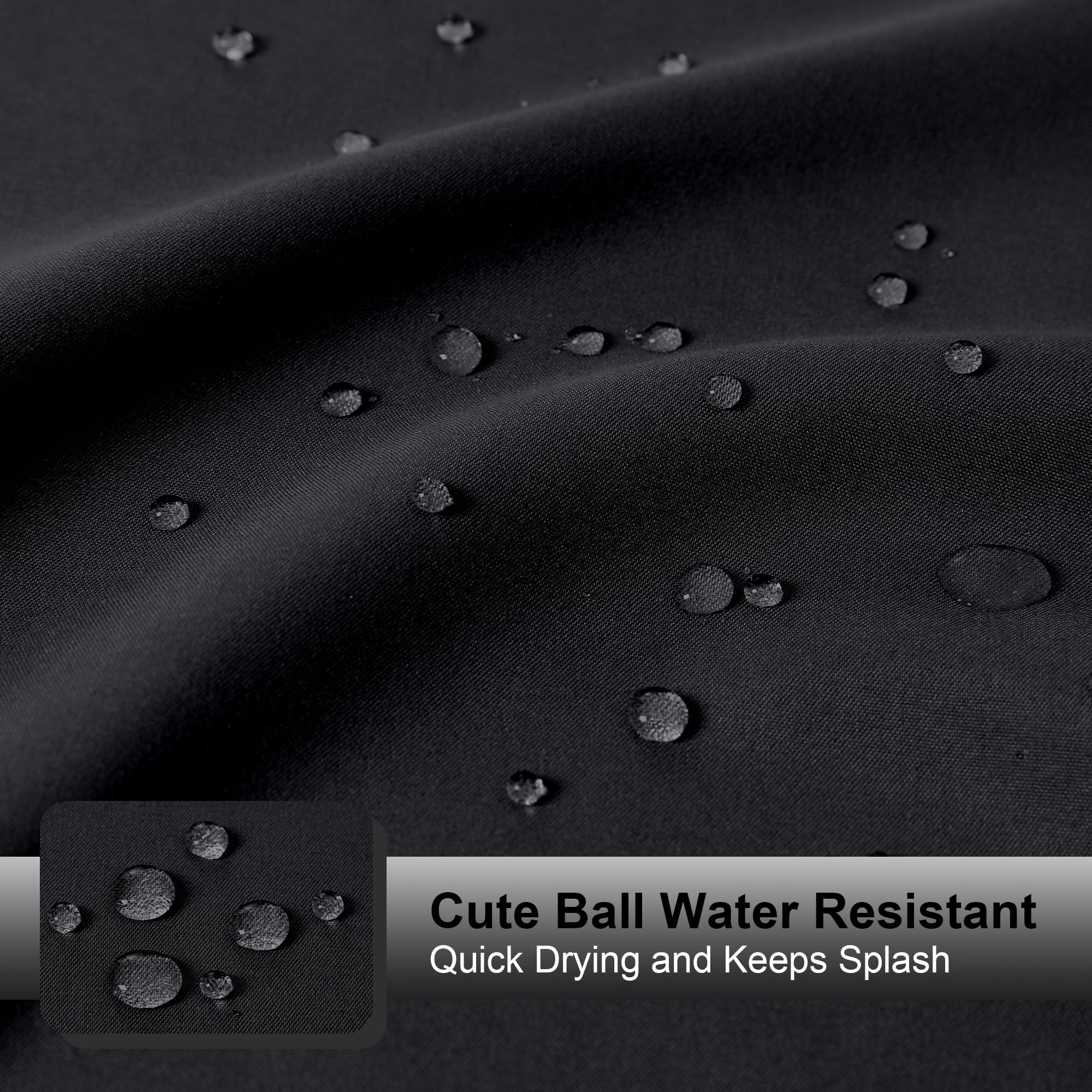 Ovzme Zora Solid Black Shower Curtain For Bathroom, Fabric Shower Curtain- Soft Cloth & Hotel Spa Quality, Water Repellent, Mach