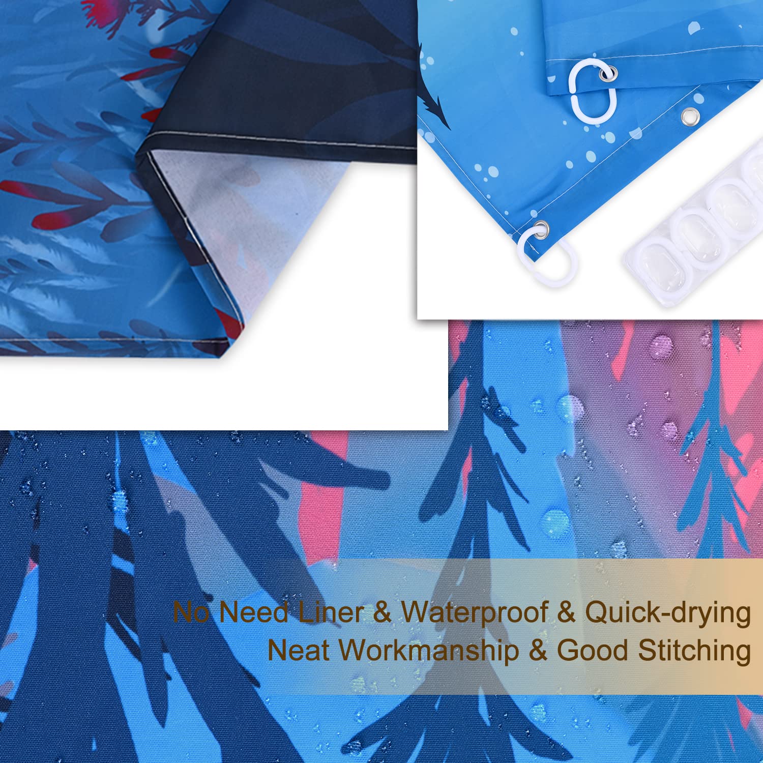 Rosielily Forest Shower Curtain, Nature Shower Curtains Set With 12 Hooks, Deer Shower Curtain, Sunset Bathroom Decor, 72''X72''