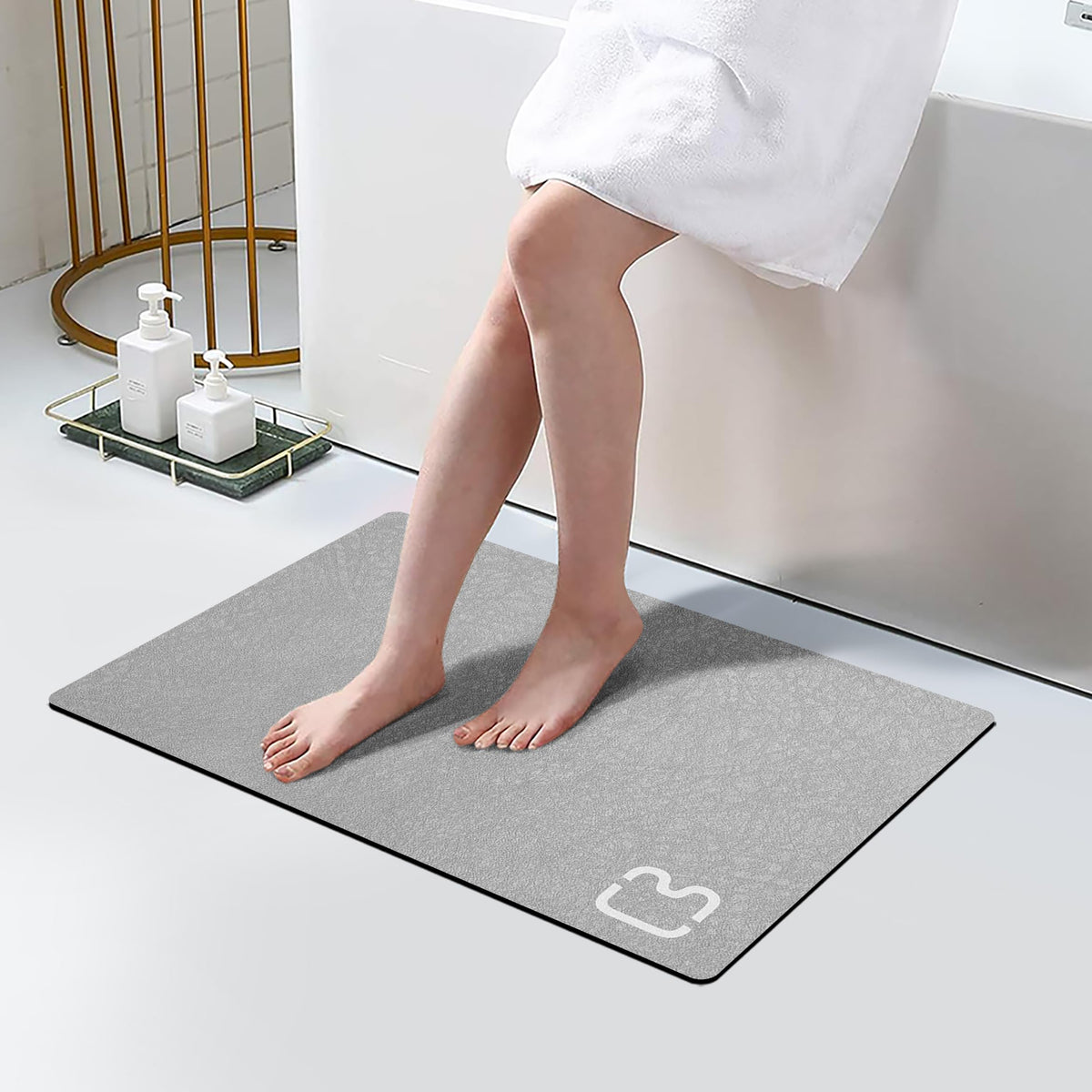 Diatomaceous Earth Bath Mat Rugs Super Absorbent Diatomite Stone Bath Mat Non Slip Quick Dry Thin Bathroom Mat Fit Under Door, F
