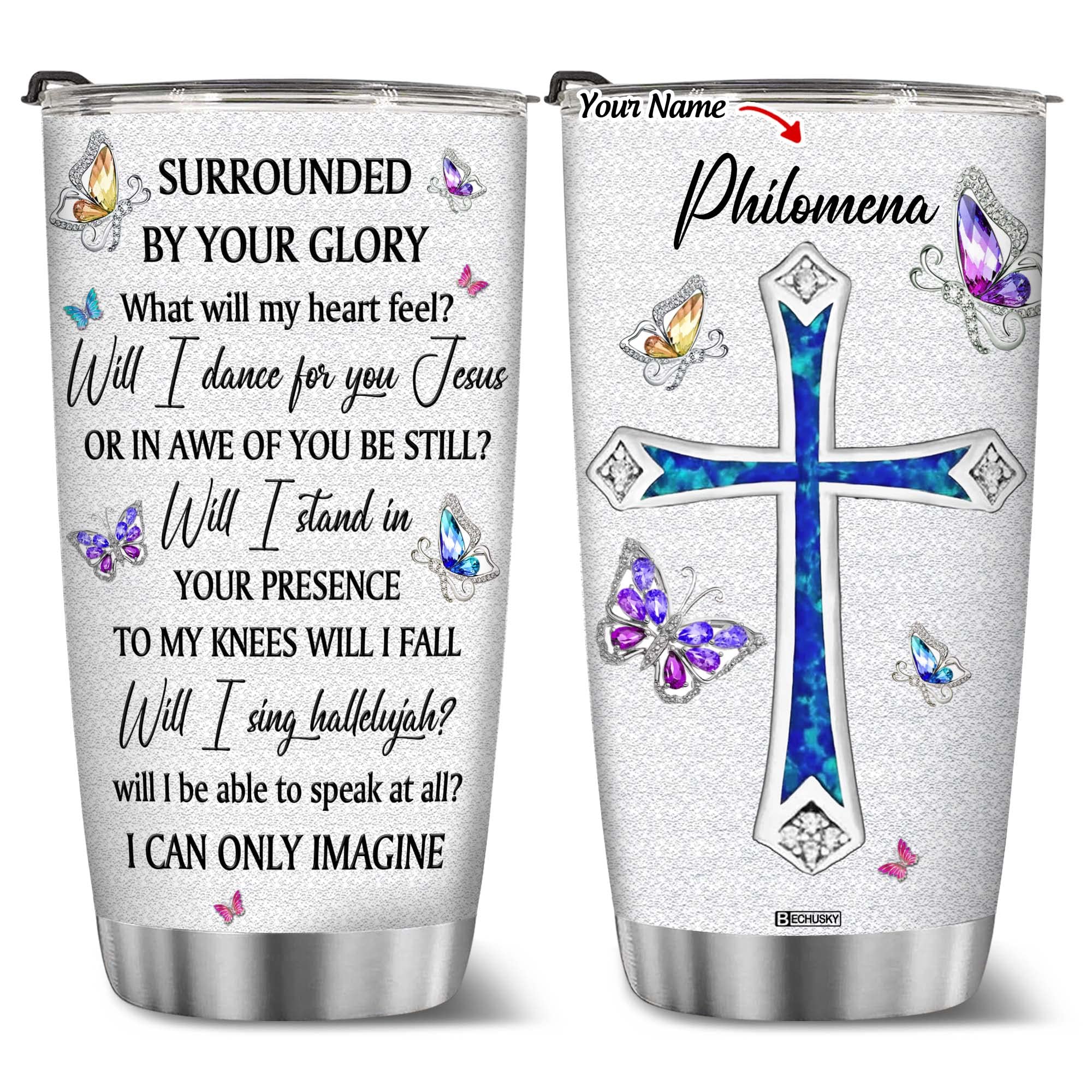 Bechusky Personalized Birthday Gifts For Women Mom Friend Christian Gifts Religious Cross Gifts For Women Cup Bible Faith Gift F