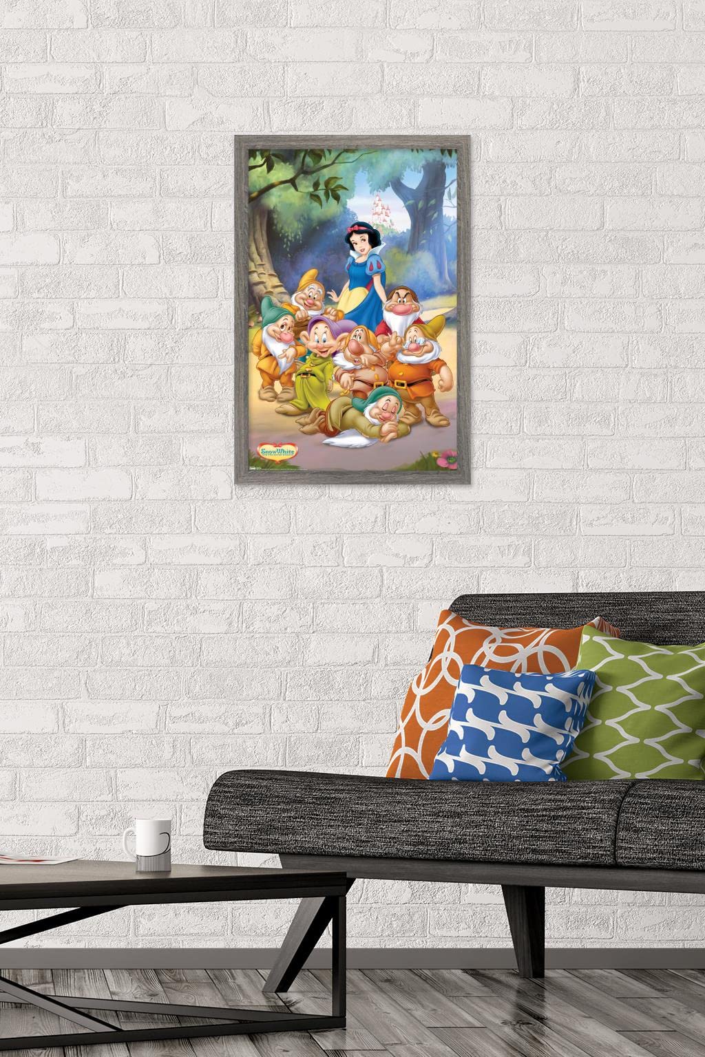 Trends International Disney Snow White And The Seven Dwarfs - Group Wall Poster, 14.725'' X 22.375'', Barnwood Framed Version