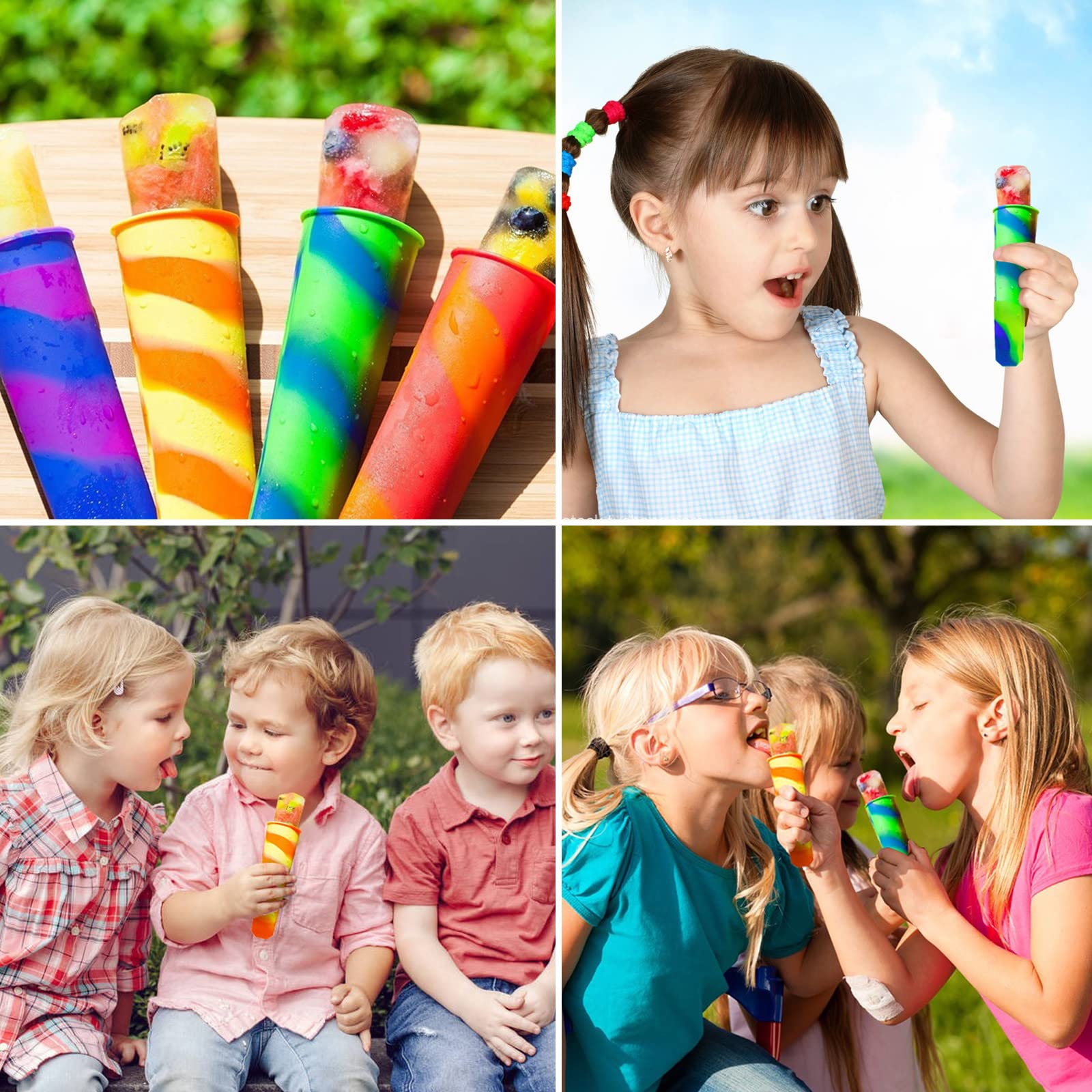 6Pcs Popsicles Molds,Reusable Baby Silicone Popsicle Molds Multi Colors Ice Cream Mold Tray Ice Froze With Lids For Diy Popsicle